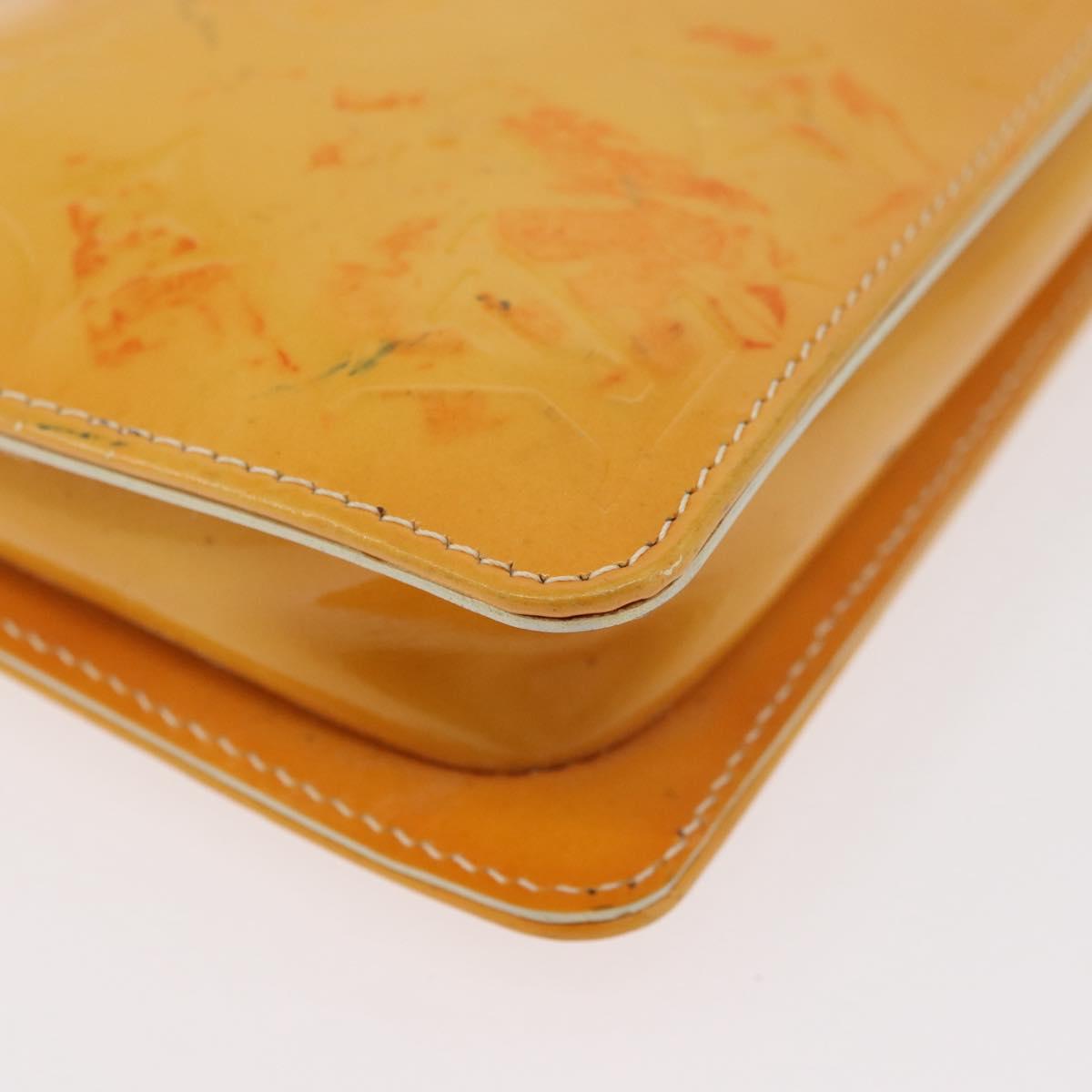 LOUIS VUITTON Vernis Lexington Accessory Pouch Lime Yellow M91058 LV Auth 89184