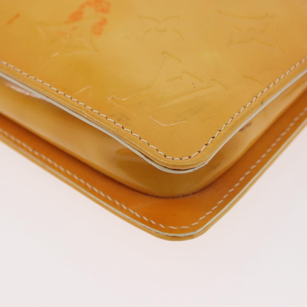 LOUIS VUITTON Vernis Lexington Accessory Pouch Lime Yellow M91058 LV Auth 89184