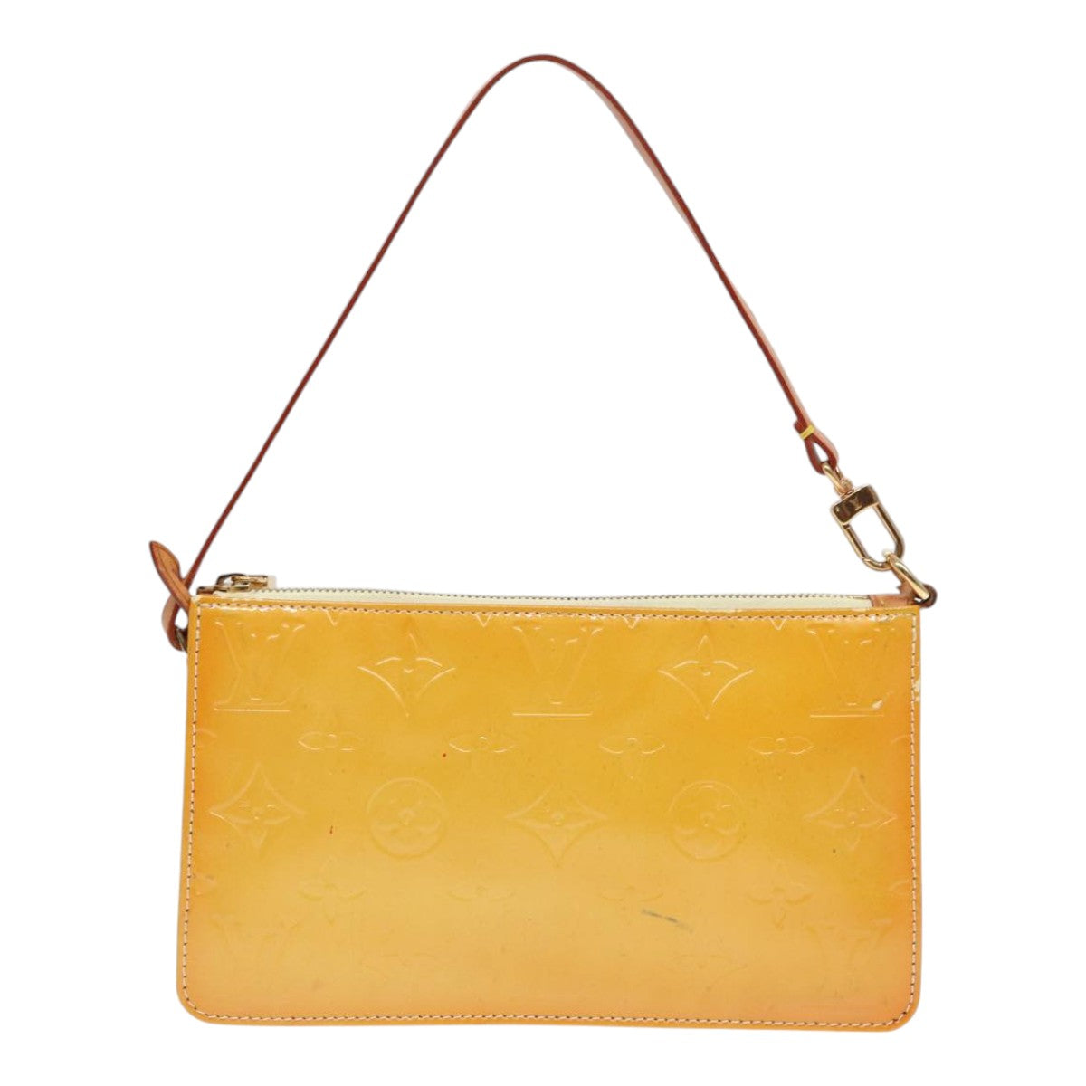 LOUIS VUITTON Vernis Lexington Accessory Pouch Lime Yellow M91058 LV Auth 89184