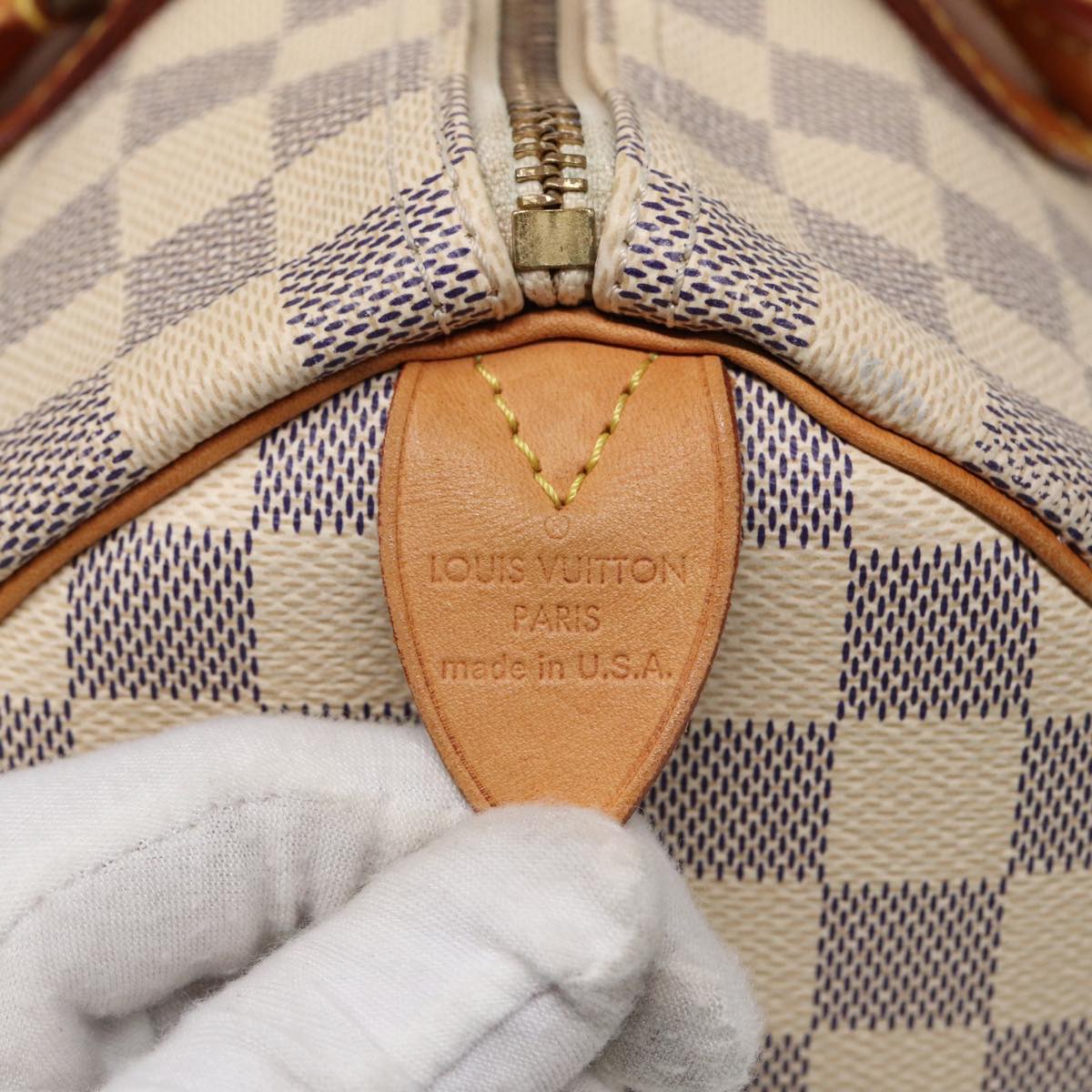 LOUIS VUITTON Damier Azur Speedy 30 Hand Bag N41533 LV Auth 89200