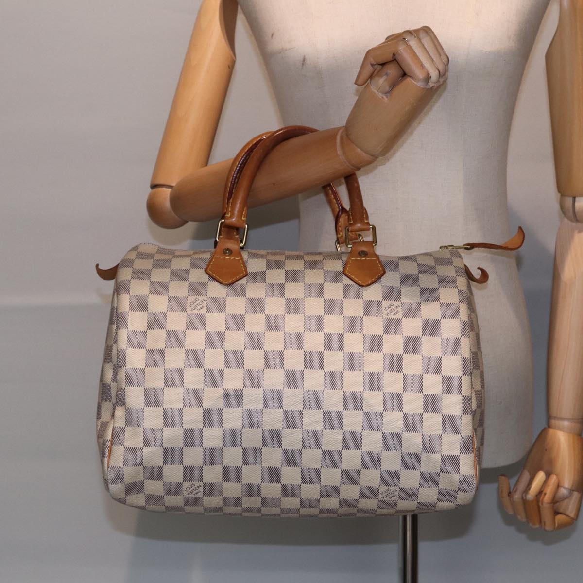 LOUIS VUITTON Damier Azur Speedy 30 Hand Bag N41533 LV Auth 89200