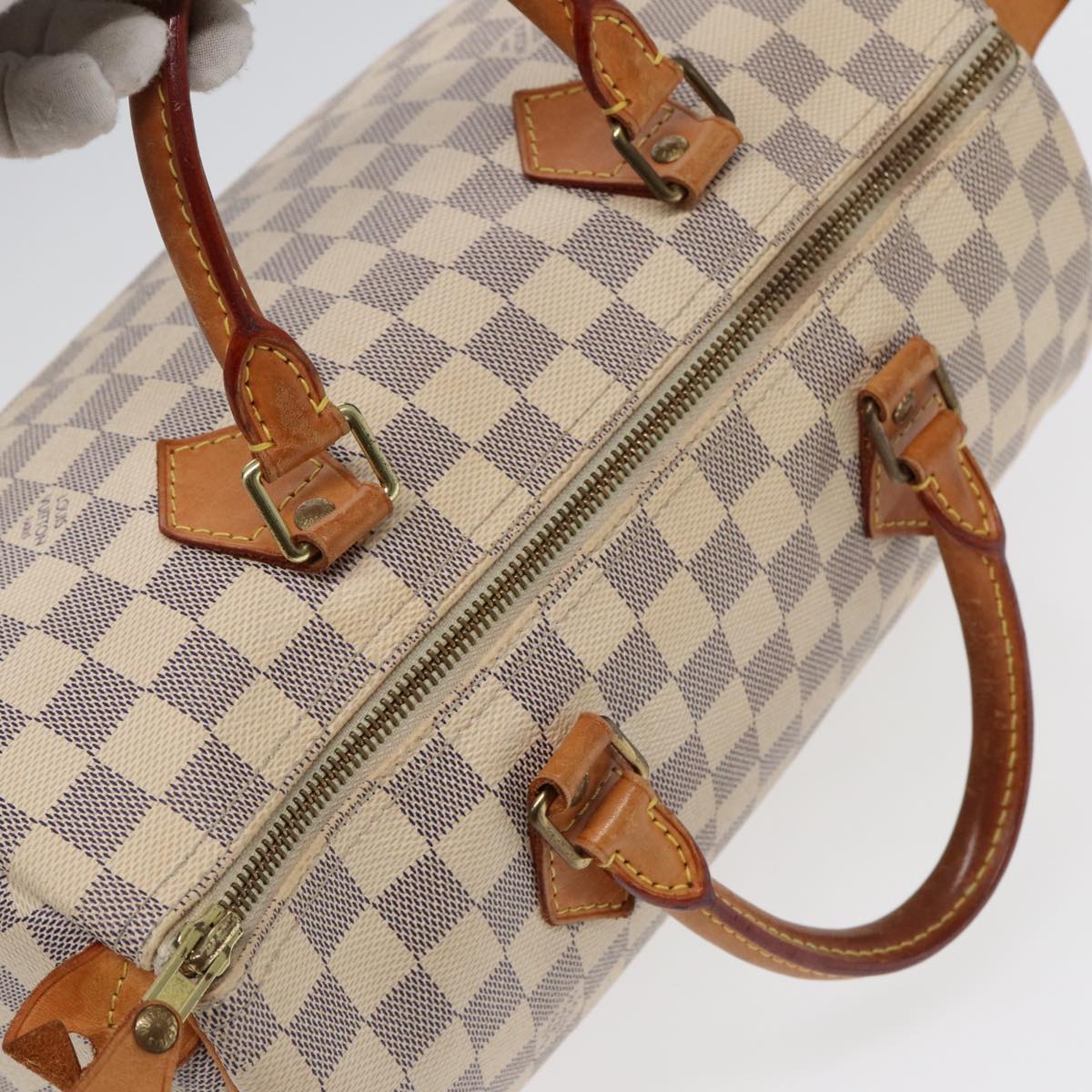 LOUIS VUITTON Damier Azur Speedy 30 Hand Bag N41533 LV Auth 89200