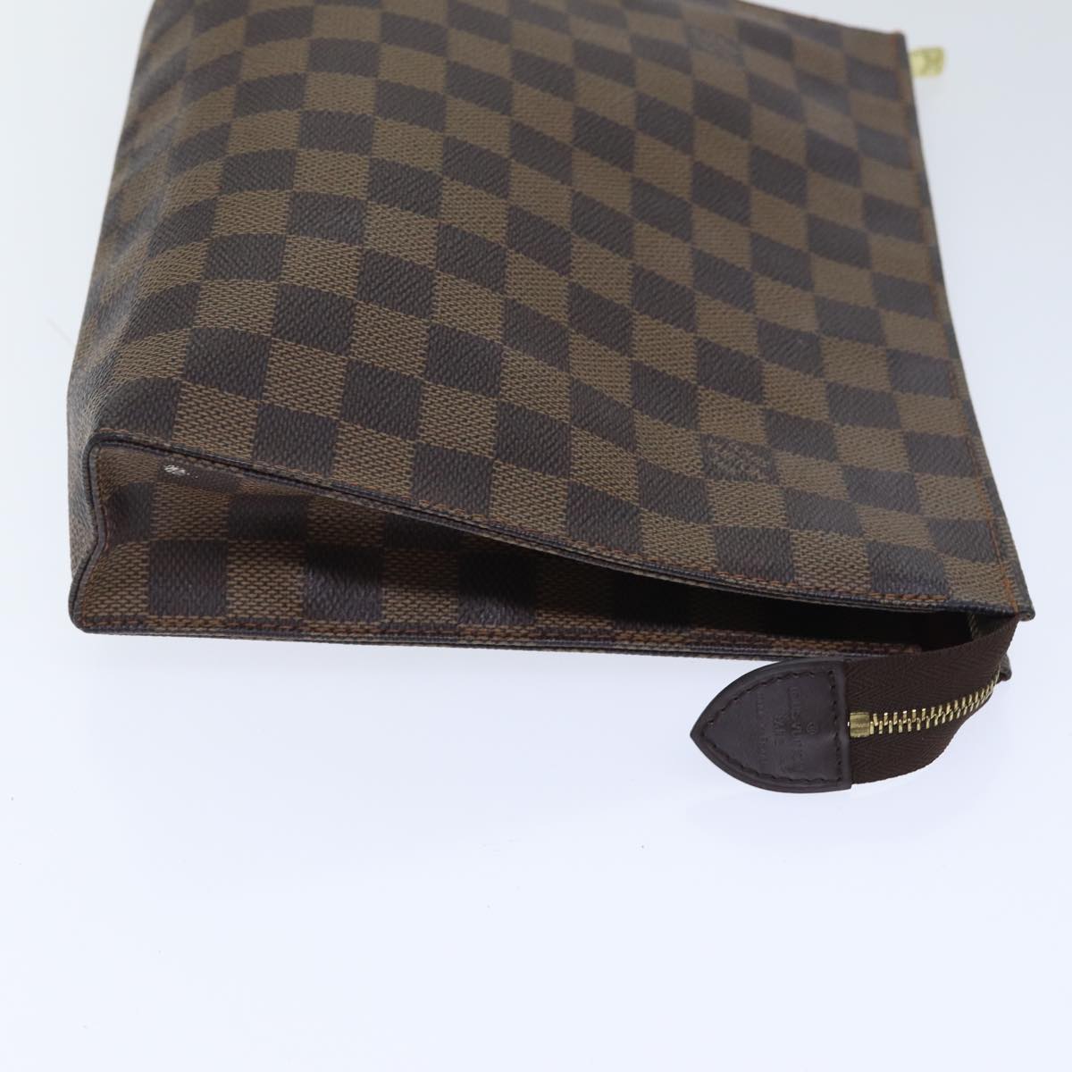 LOUIS VUITTON Damier Ebene Poche Toilette 26 Pouch N47543 LV Auth 89211