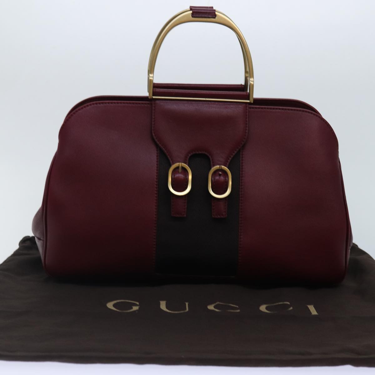 GUCCI Hand Bag Leather Limited To 300 Pieces Red Black gold 02684 Auth 89249A