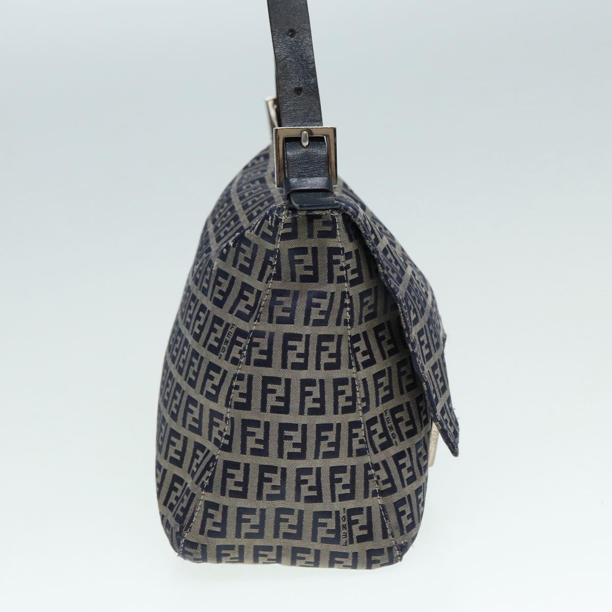 FENDI Zucchino Canvas Mamma bucket Hand Bag Navy Auth 89278