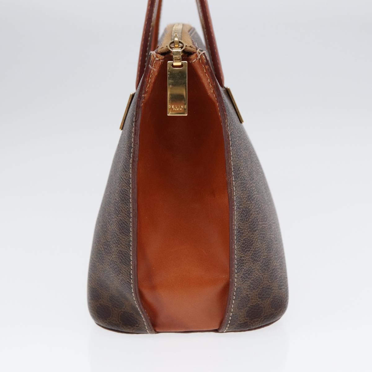 CELINE Macadam Canvas Hand Bag PVC Brown Auth 89284