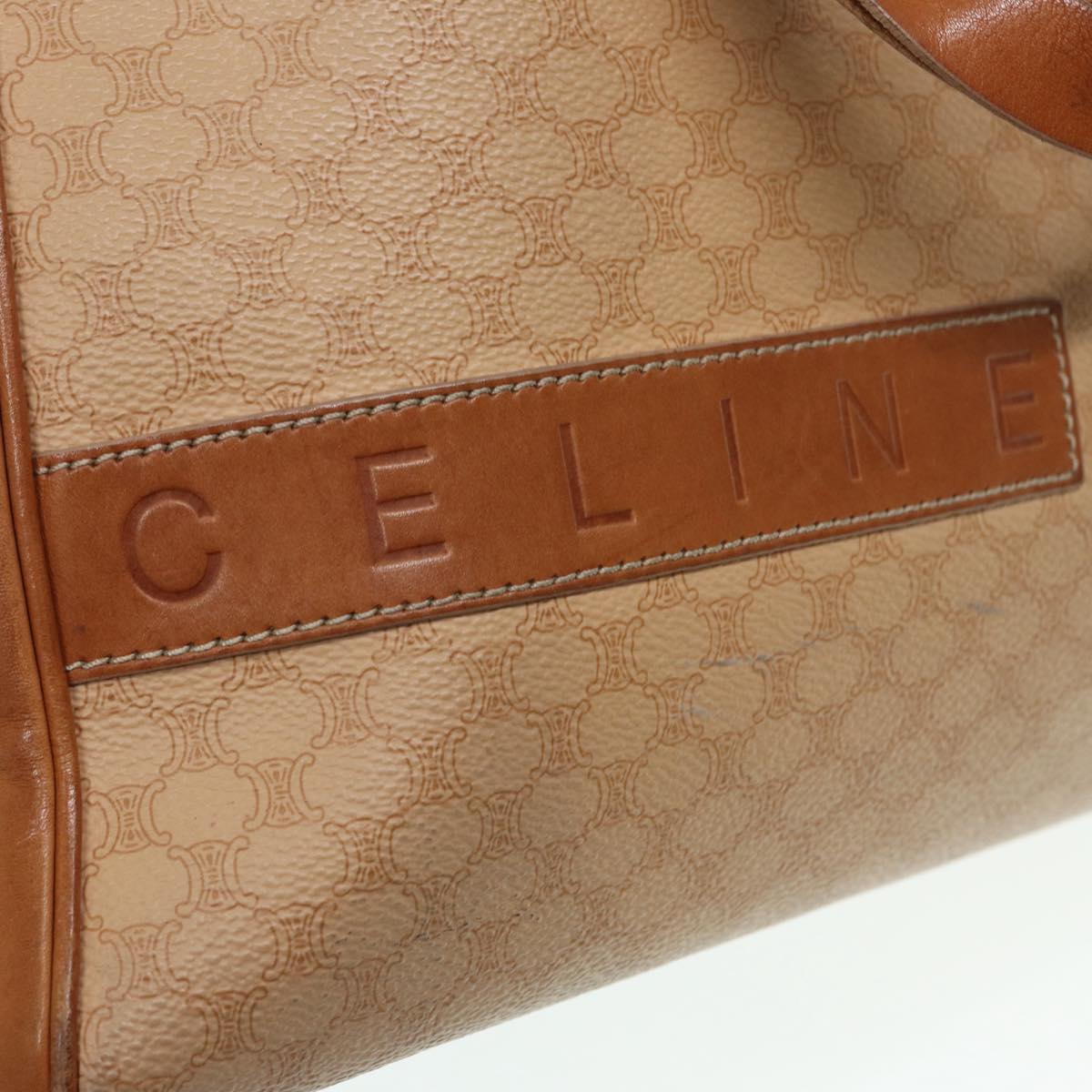 CELINE Macadam Canvas Hand Bag PVC Beige Auth 89286