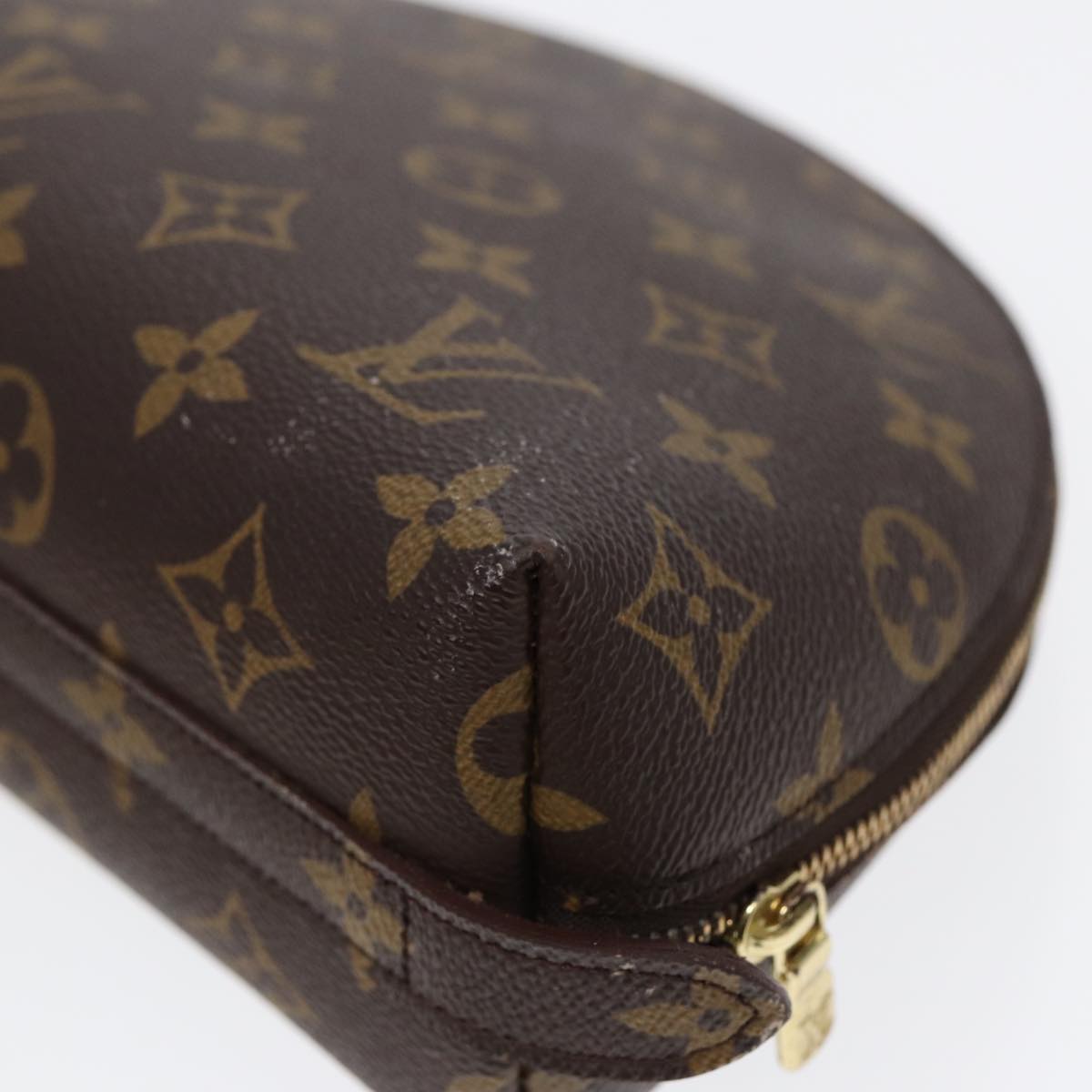 LOUIS VUITTON Monogram Trousse Demi Ronde Cosmetic Pouch M47520 LV Auth 89289