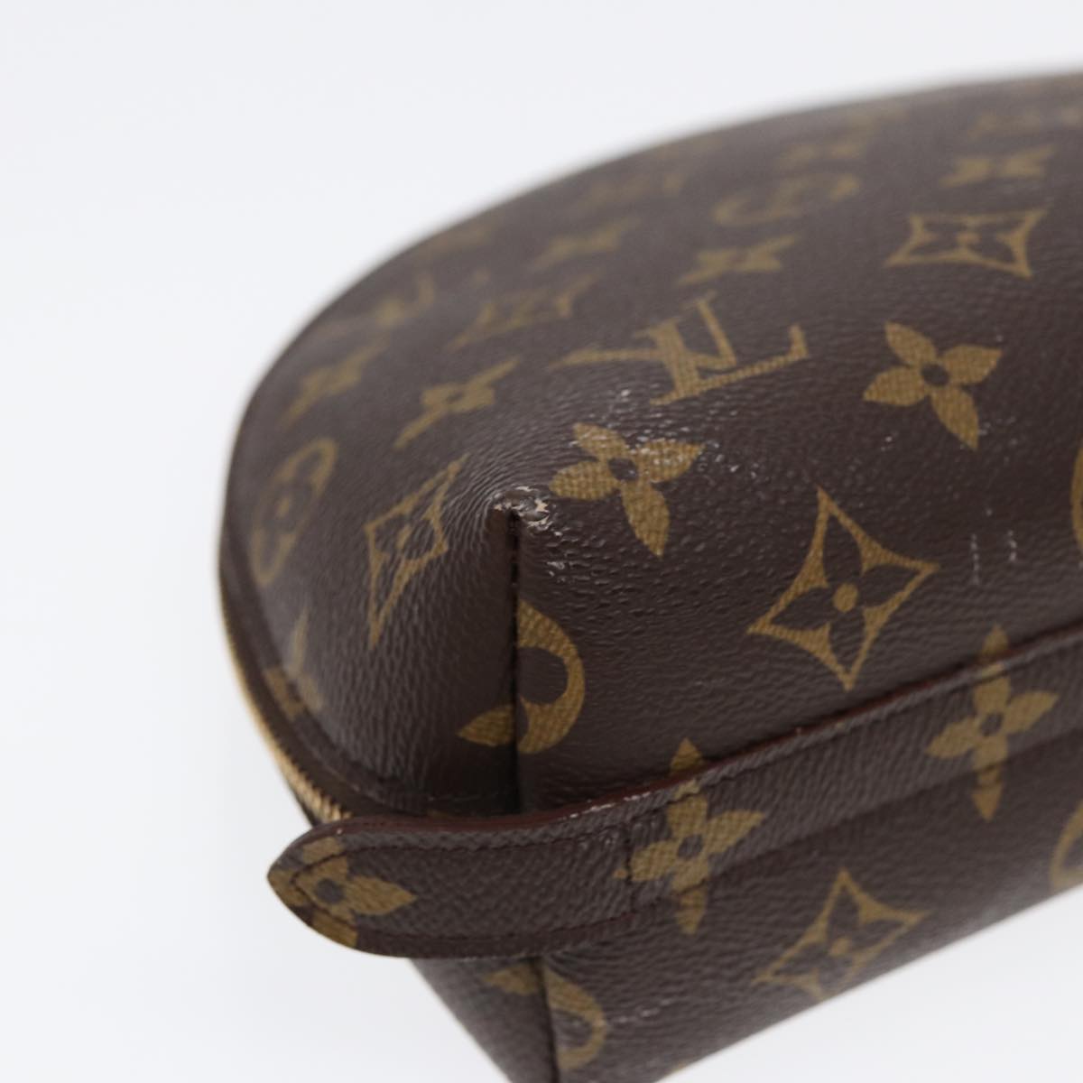 LOUIS VUITTON Monogram Trousse Demi Ronde Cosmetic Pouch M47520 LV Auth 89289