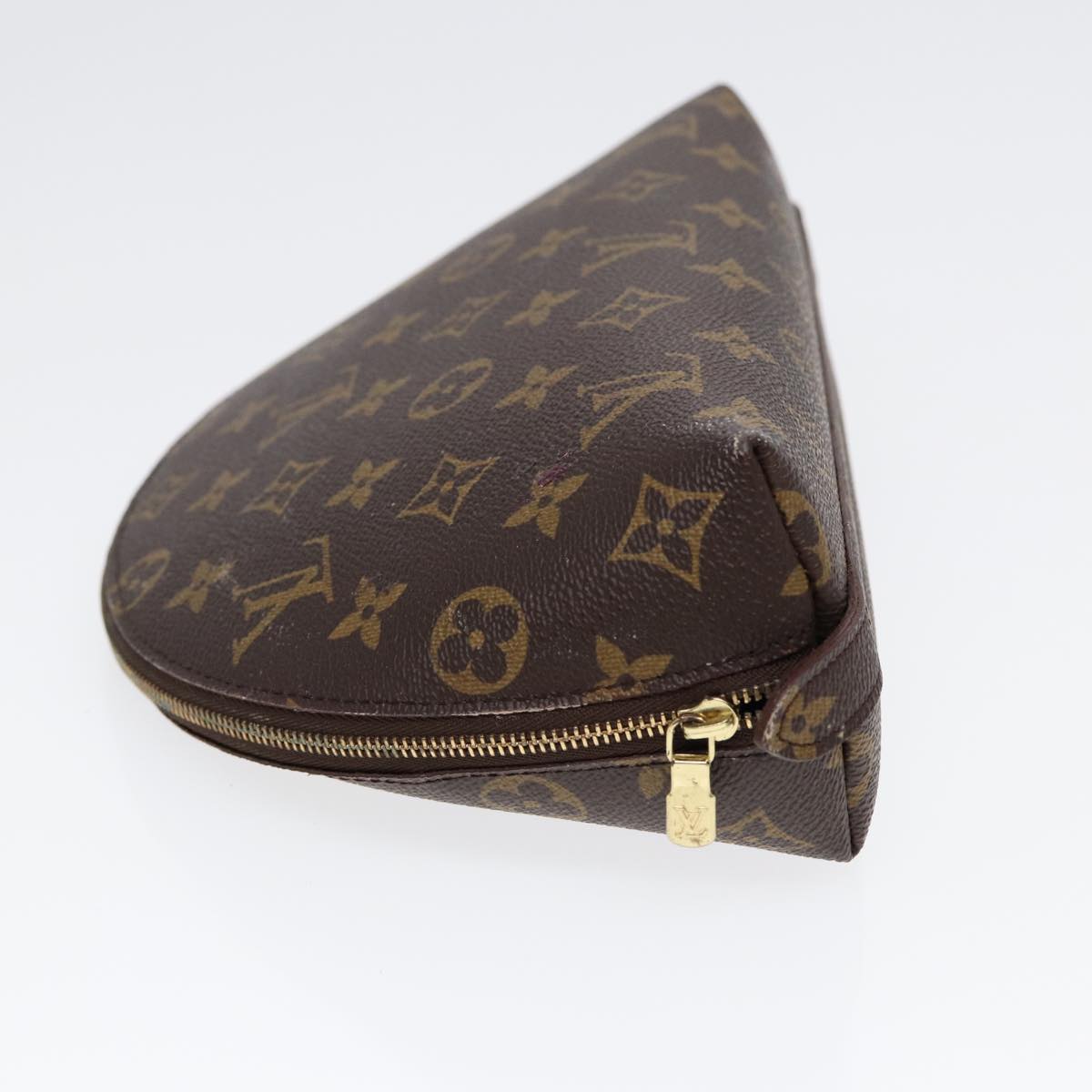 LOUIS VUITTON Monogram Trousse Demi Ronde Cosmetic Pouch M47520 LV Auth 89289