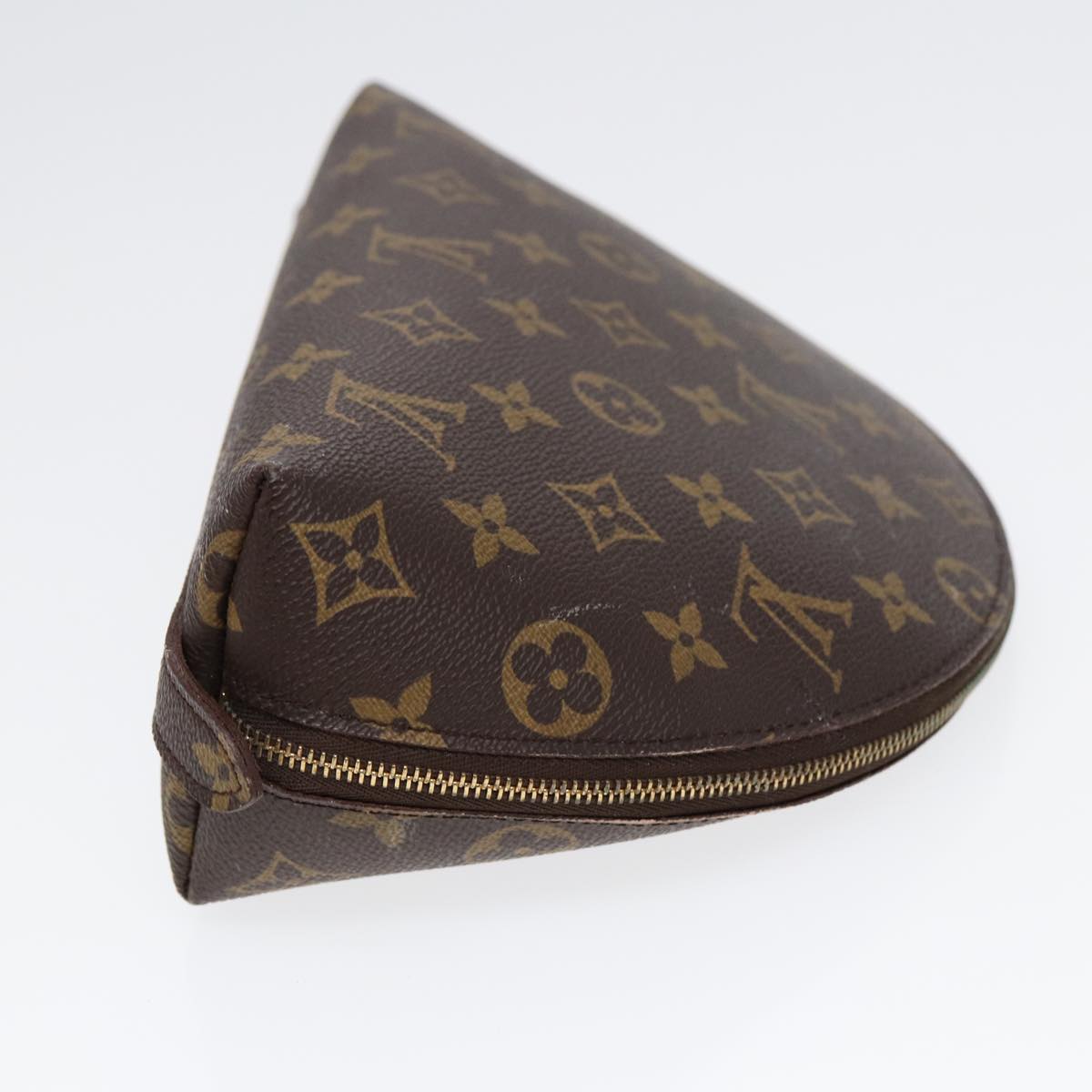 LOUIS VUITTON Monogram Trousse Demi Ronde Cosmetic Pouch M47520 LV Auth 89289