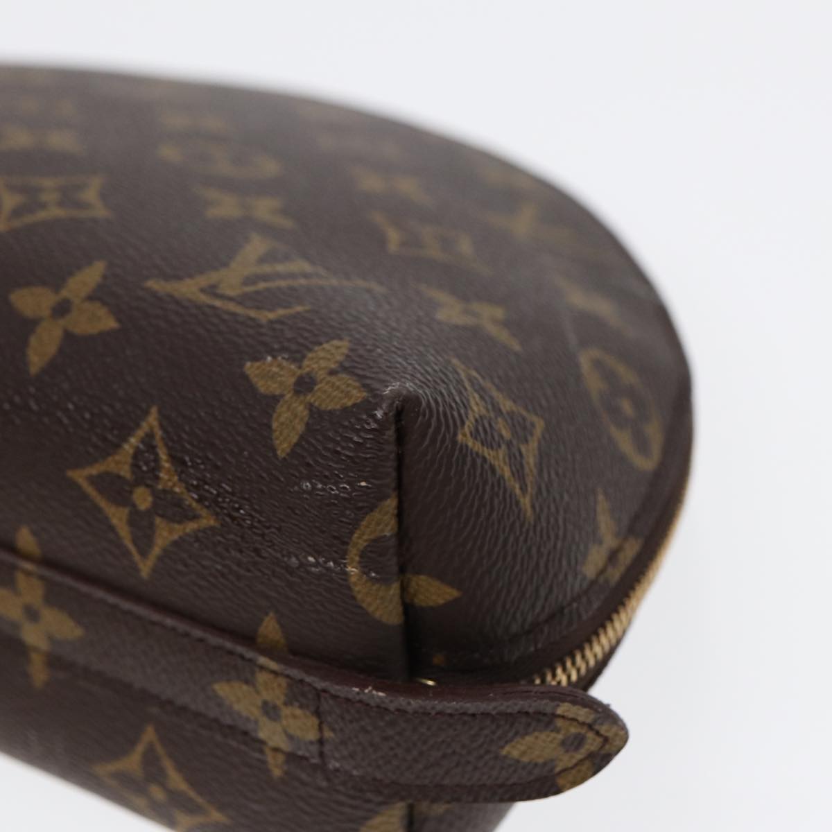 LOUIS VUITTON Monogram Trousse Demi Ronde Cosmetic Pouch M47520 LV Auth 89289