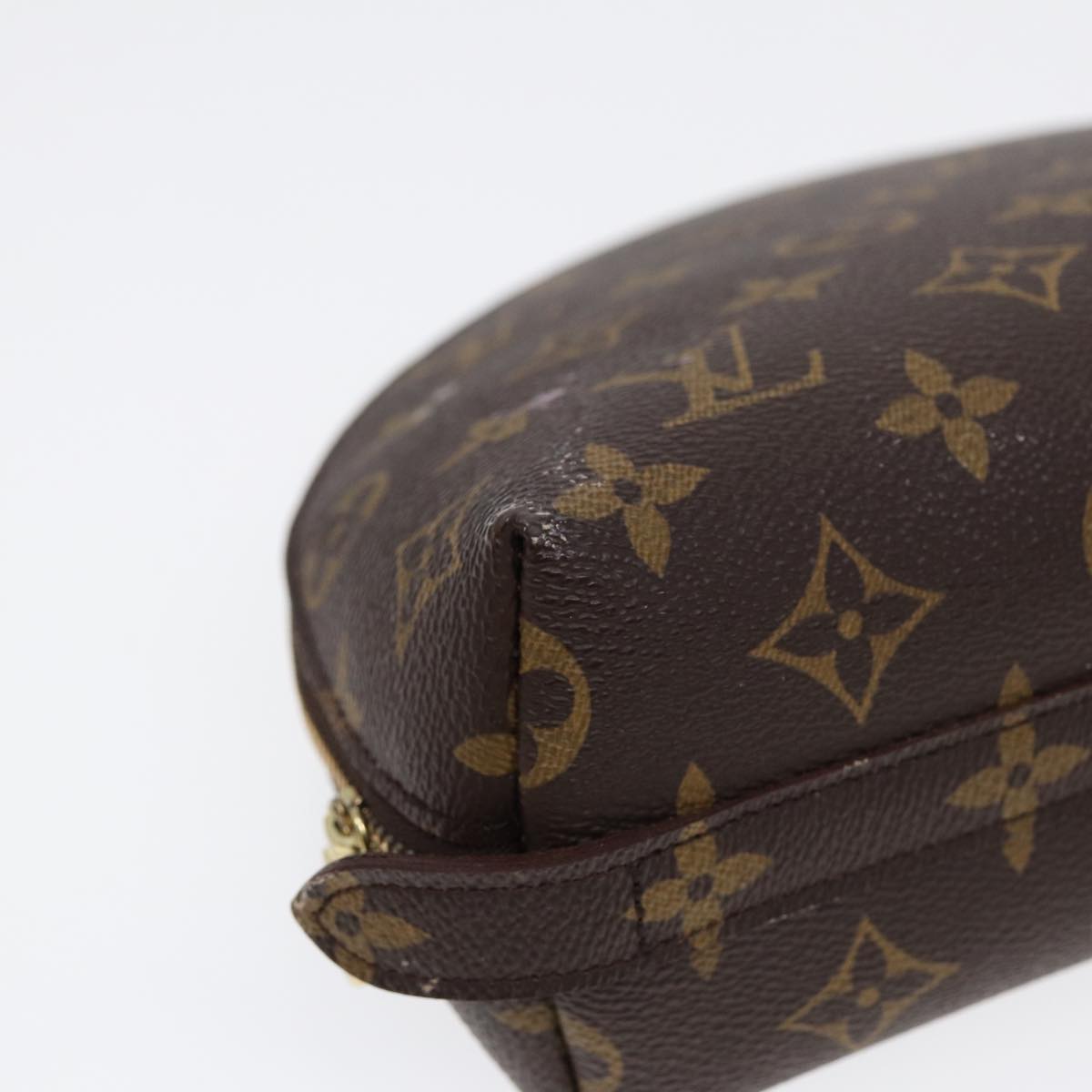 LOUIS VUITTON Monogram Trousse Demi Ronde Cosmetic Pouch M47520 LV Auth 89289