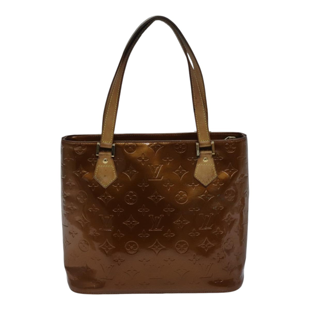 LOUIS VUITTON Monogram Vernis Houston Hand Bag Bronze M91122 LV Auth 89302