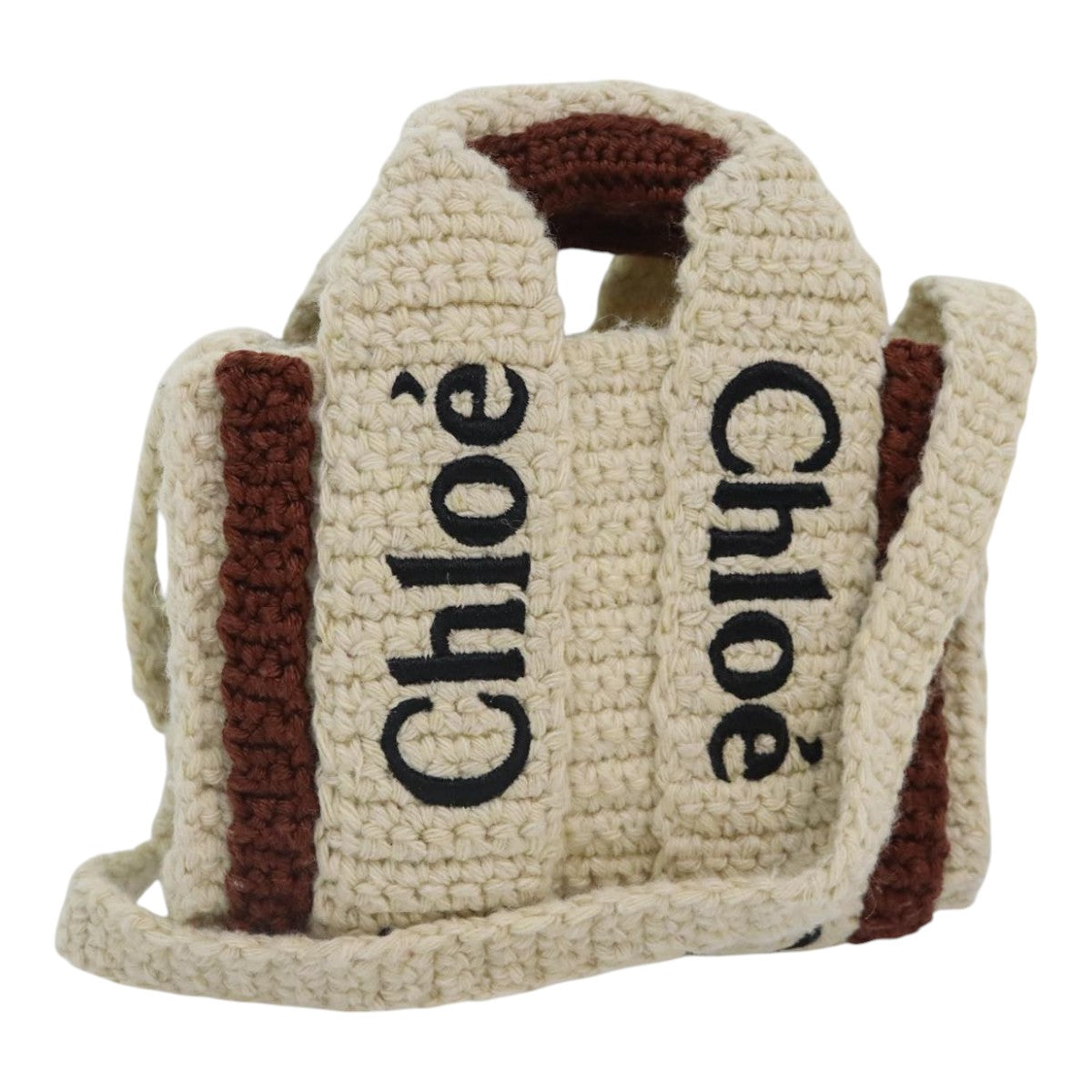 Chloe Hand Bag cotton 2way Beige Auth 89304M