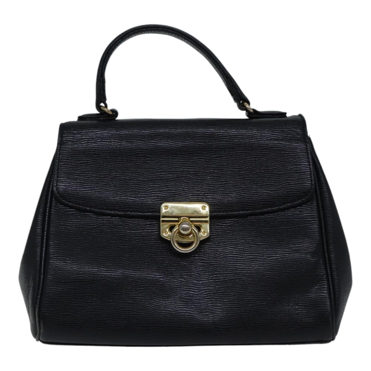 Gianni Versace Hand Bag Leather 2way Black Auth 89308