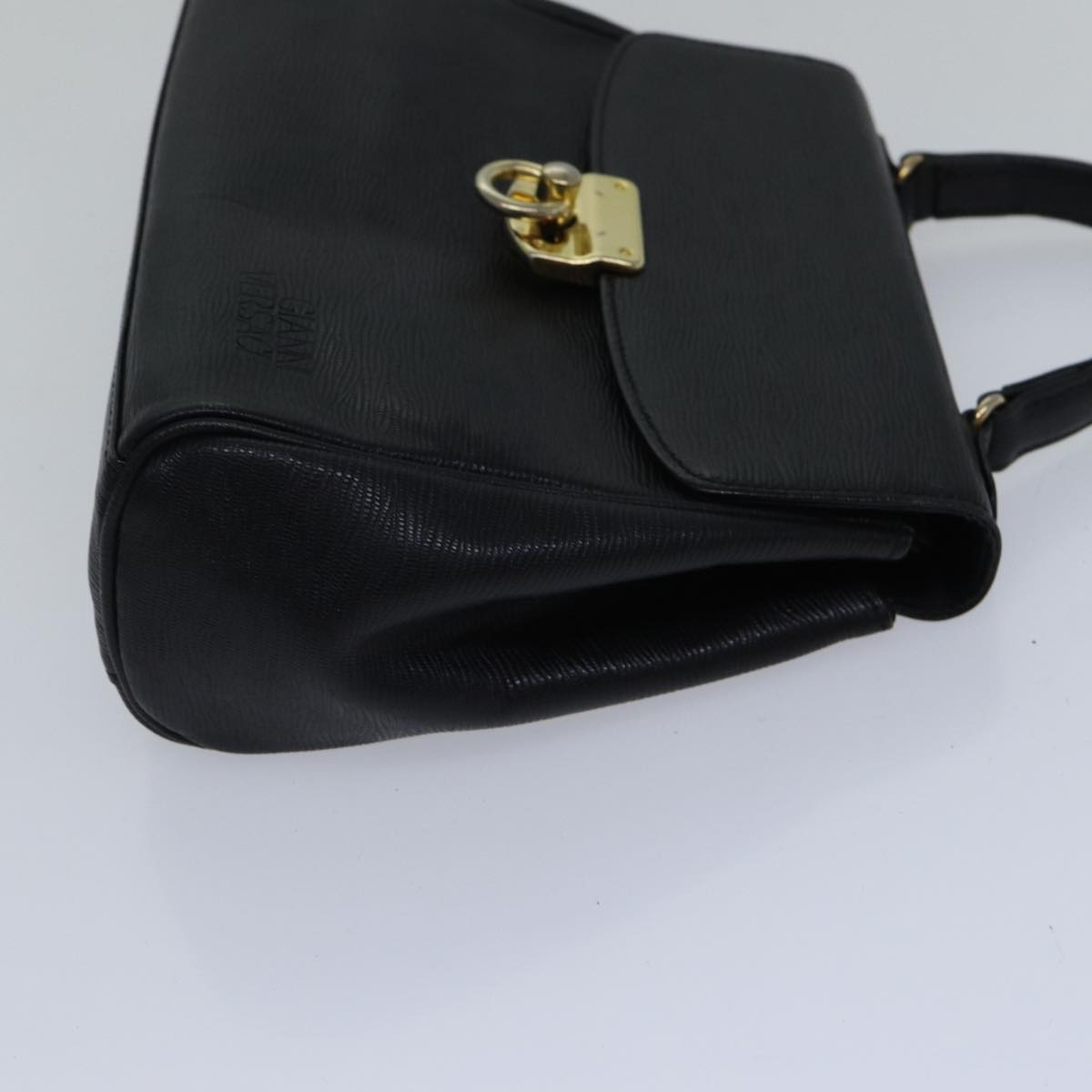 Gianni Versace Hand Bag Leather 2way Black Auth 89308