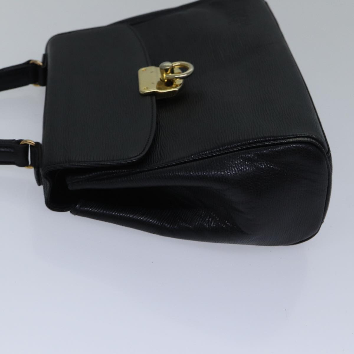 Gianni Versace Hand Bag Leather 2way Black Auth 89308