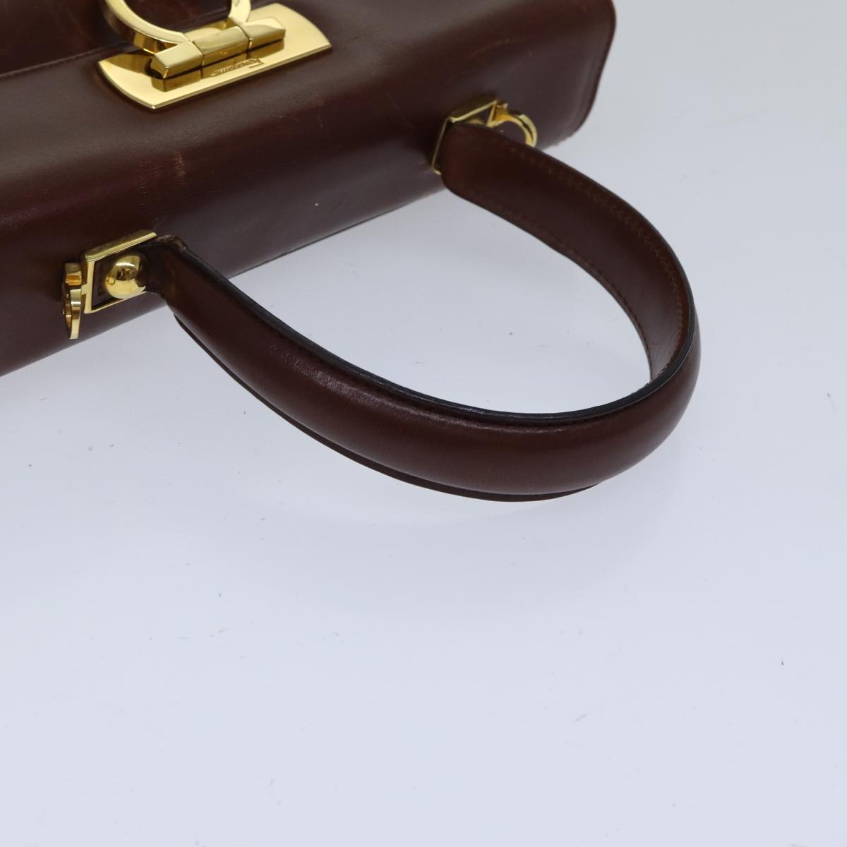 Salvatore Ferragamo Gancini Hand Bag Leather 2way Brown Auth 89315