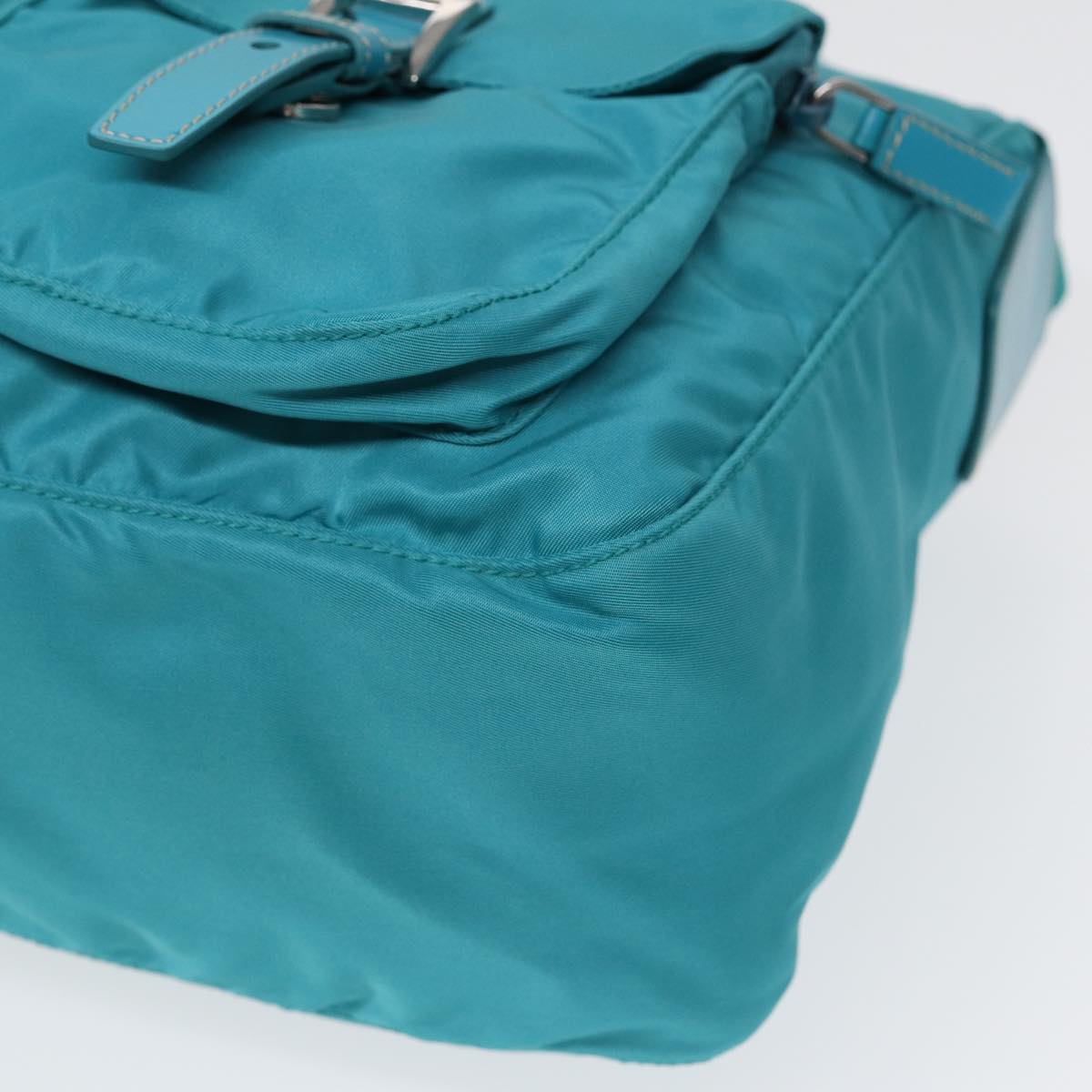 PRADA Shoulder Bag Nylon Turquoise Blue Auth 89320V