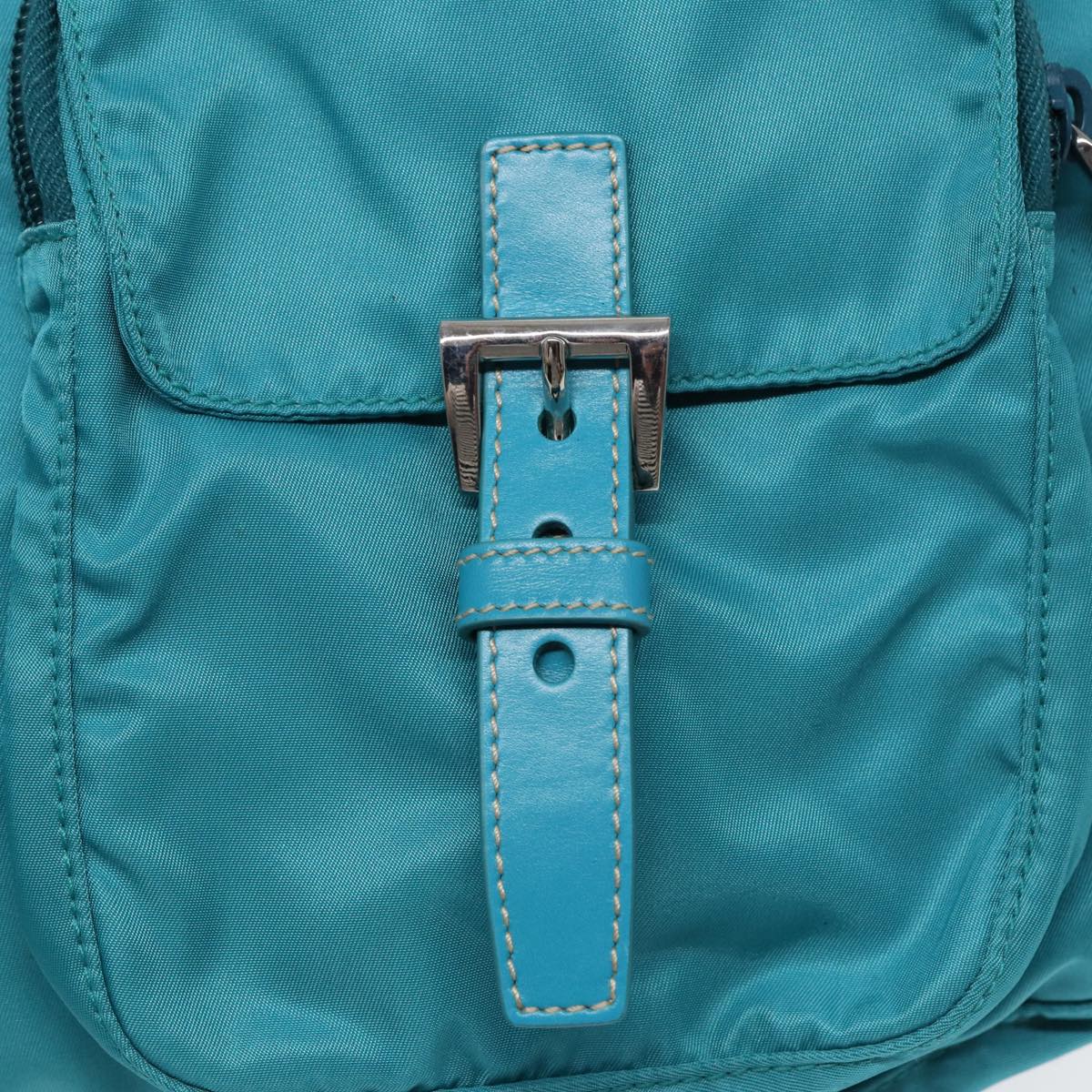 PRADA Shoulder Bag Nylon Turquoise Blue Auth 89320V