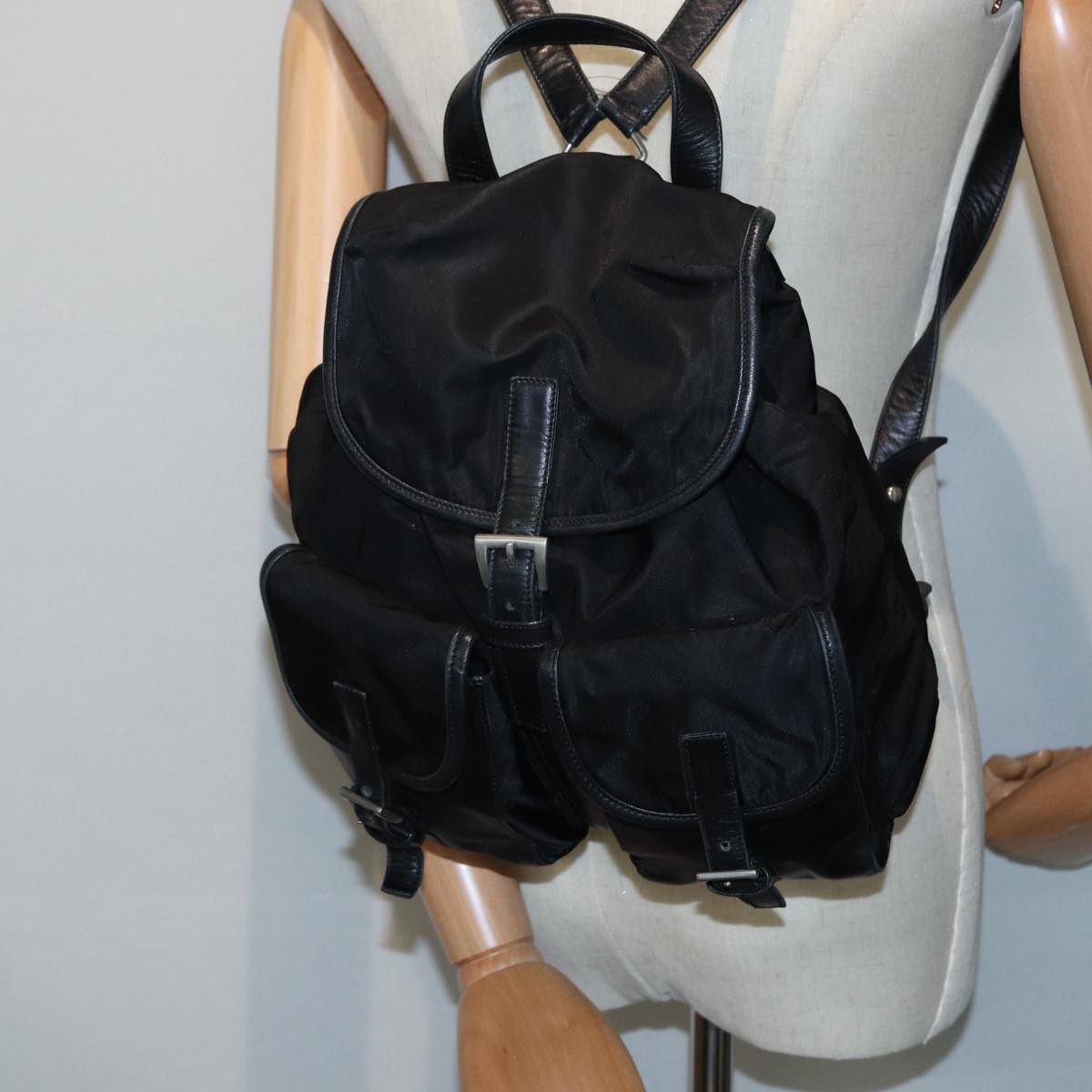 PRADA Backpack Nylon Black Auth 89322