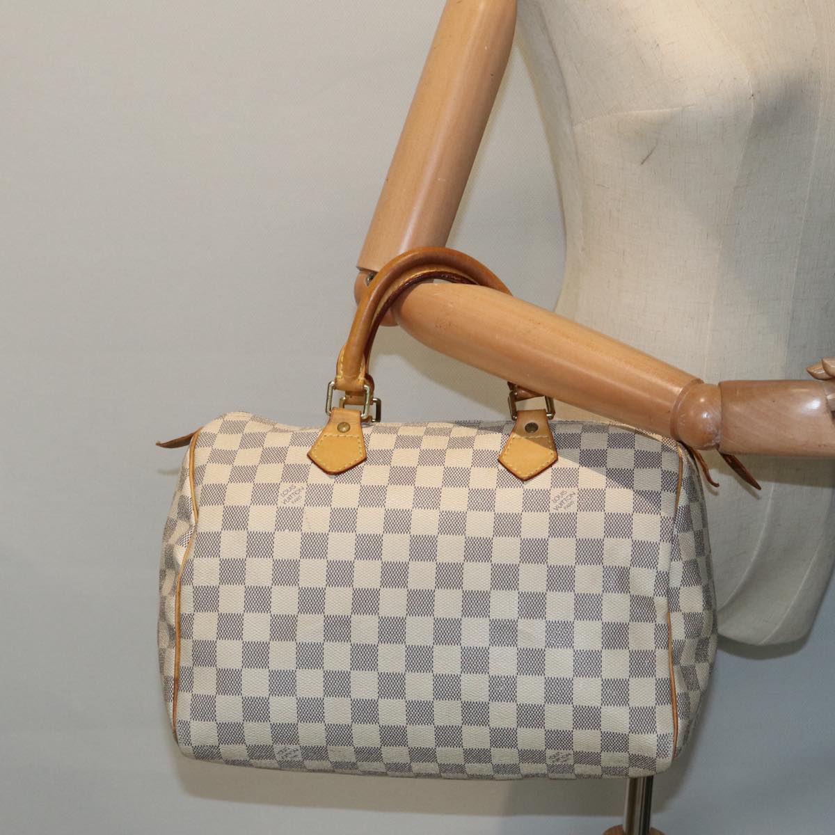 LOUIS VUITTON Damier Azur Speedy 30 Hand Bag N41533 LV Auth 89326