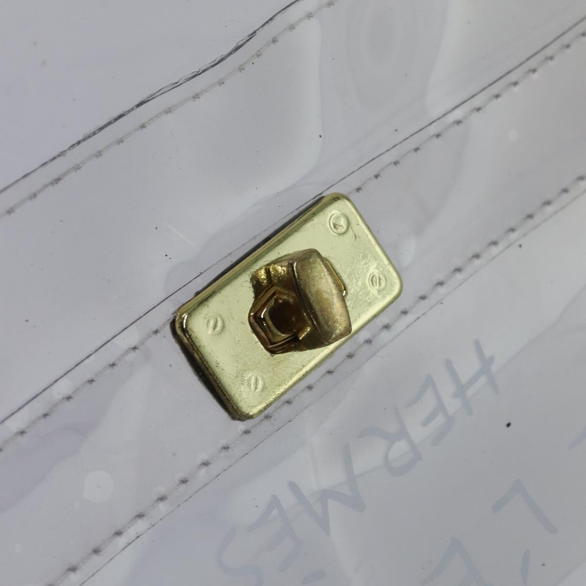 HERMES Vinyl Kelly Hand Bag Vinyl Clear Auth 89336