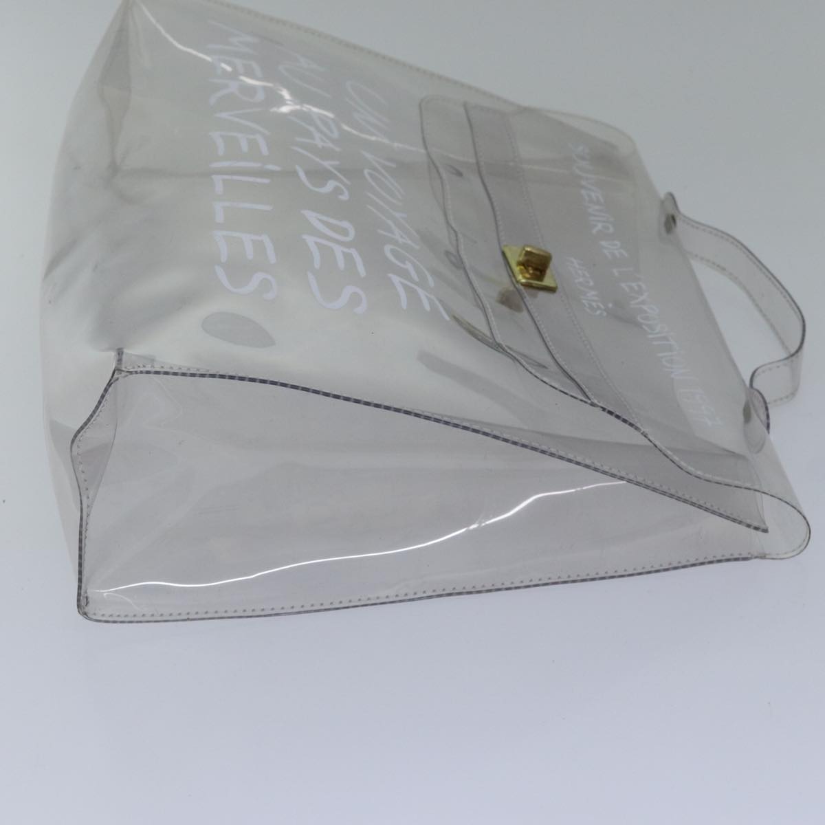 HERMES Vinyl Kelly Hand Bag Vinyl Clear Auth 89336