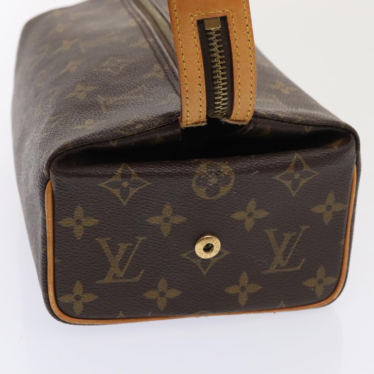 LOUIS VUITTON Monogram Trousse Patte Pression Cosmetic Pouch M47636 Auth 89344