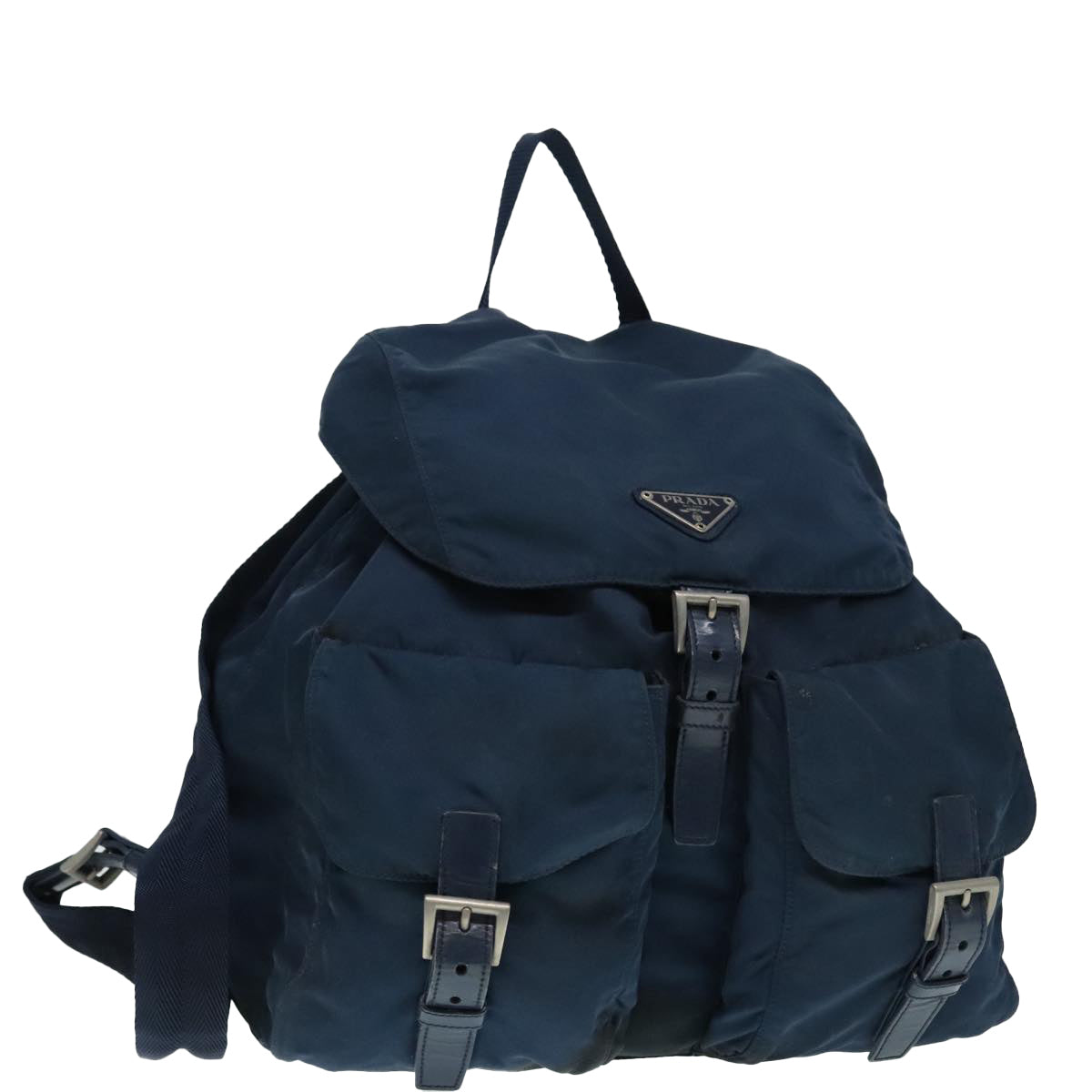 PRADA Backpack Nylon Navy Silver Auth 89367