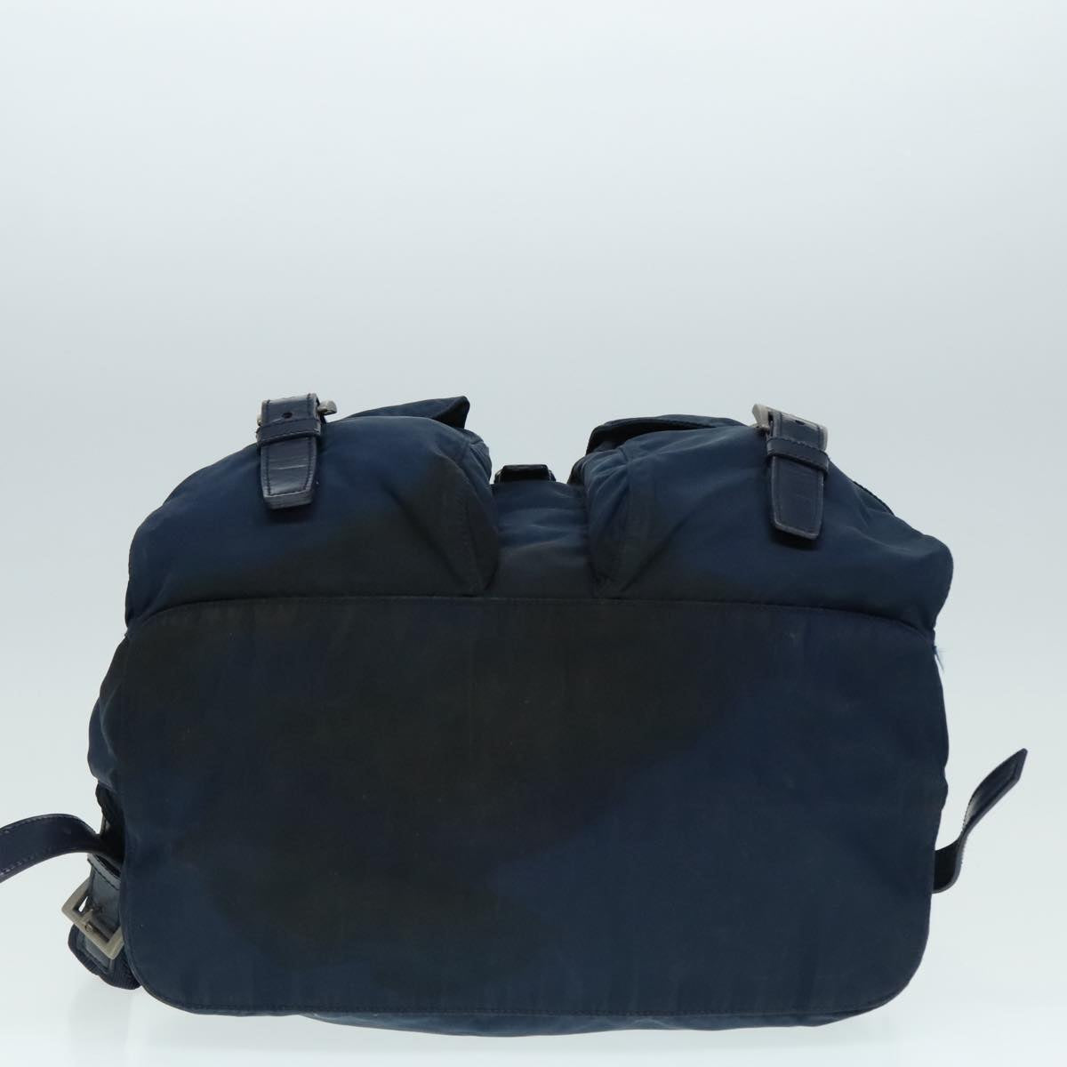 PRADA Backpack Nylon Navy Silver Auth 89367