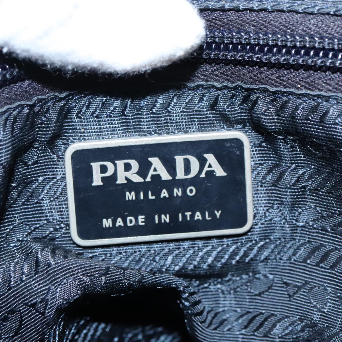 PRADA Backpack Nylon Navy Silver Auth 89367