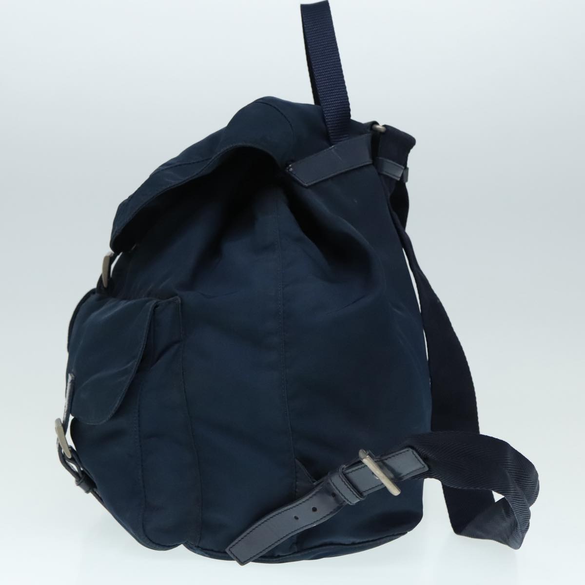 PRADA Backpack Nylon Navy Silver Auth 89367