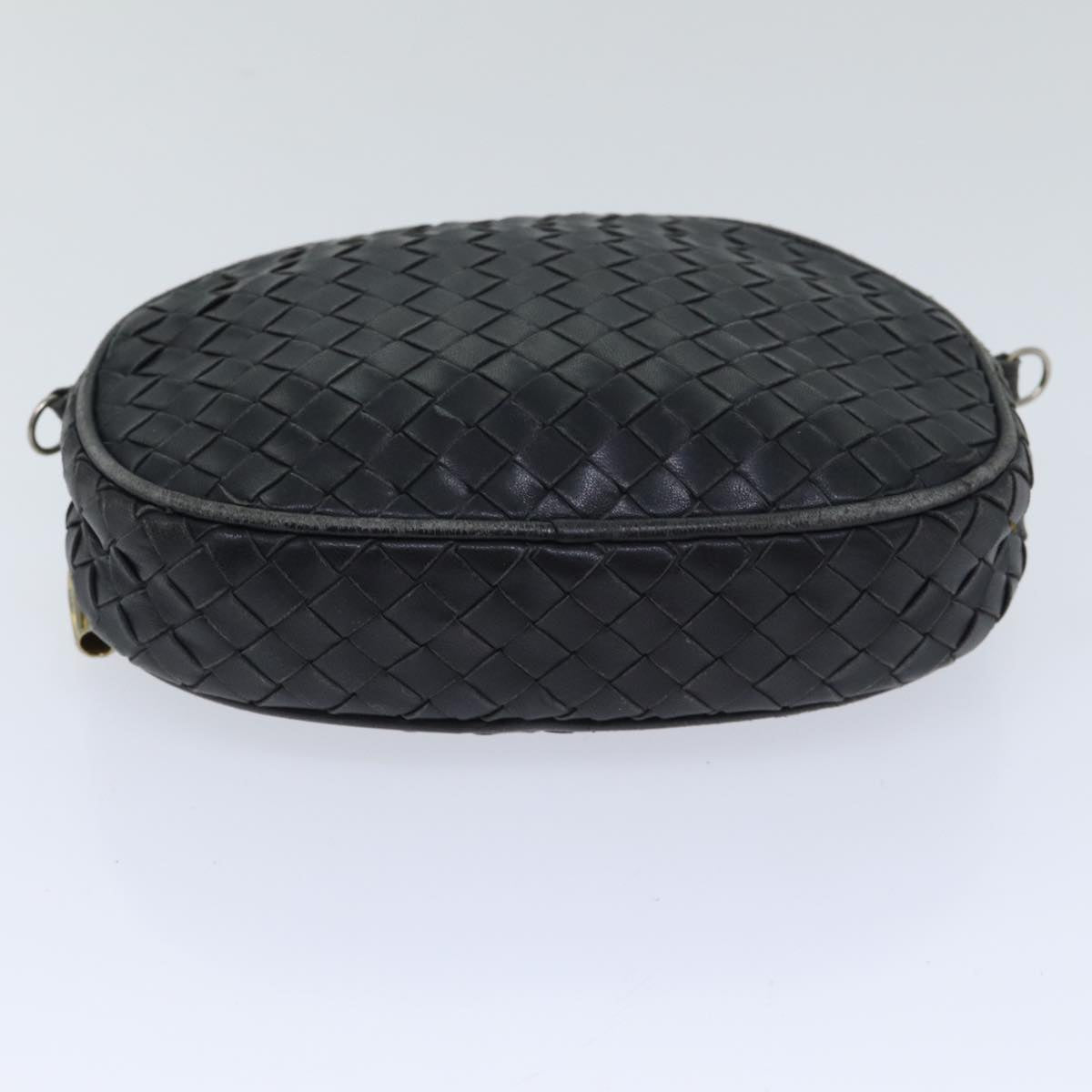 BOTTEGA VENETA INTRECCIATO Shoulder Bag Leather Black Gold Auth 89371