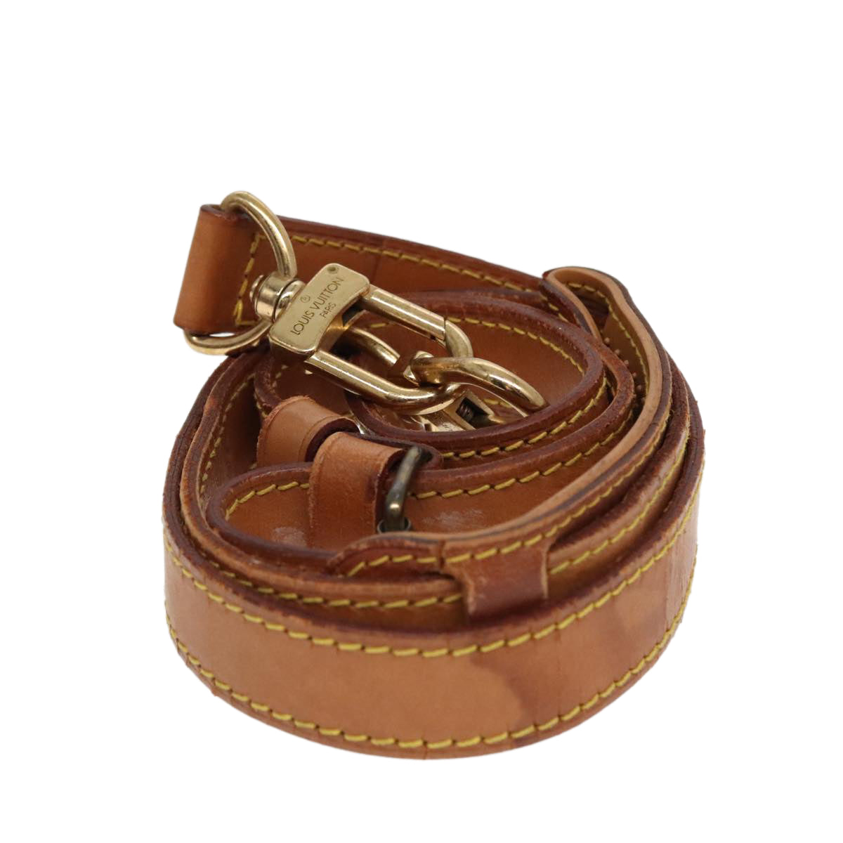 LOUIS VUITTON Adjustable Shoulder Strap Leather 36.6""-44.1"" Beige Auth 89383