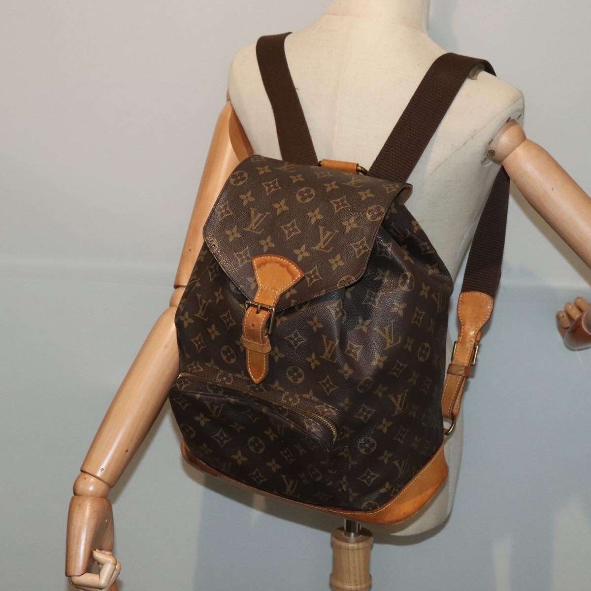 LOUIS VUITTON Monogram Montsouris GM Backpack M51135 LV Auth 89385