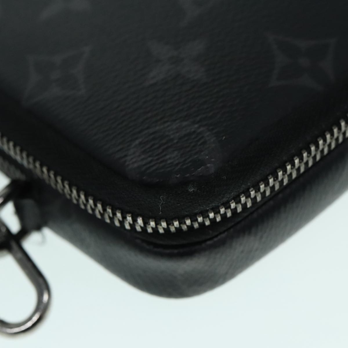 LOUIS VUITTON Monogram Eclipse Double Phone Pouch Gray M69534 LV Auth 89410