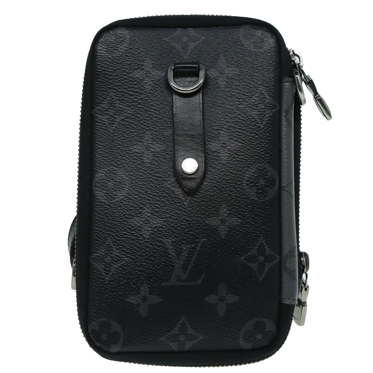 LOUIS VUITTON Monogram Eclipse Double Phone Pouch Gray M69534 LV Auth 89410