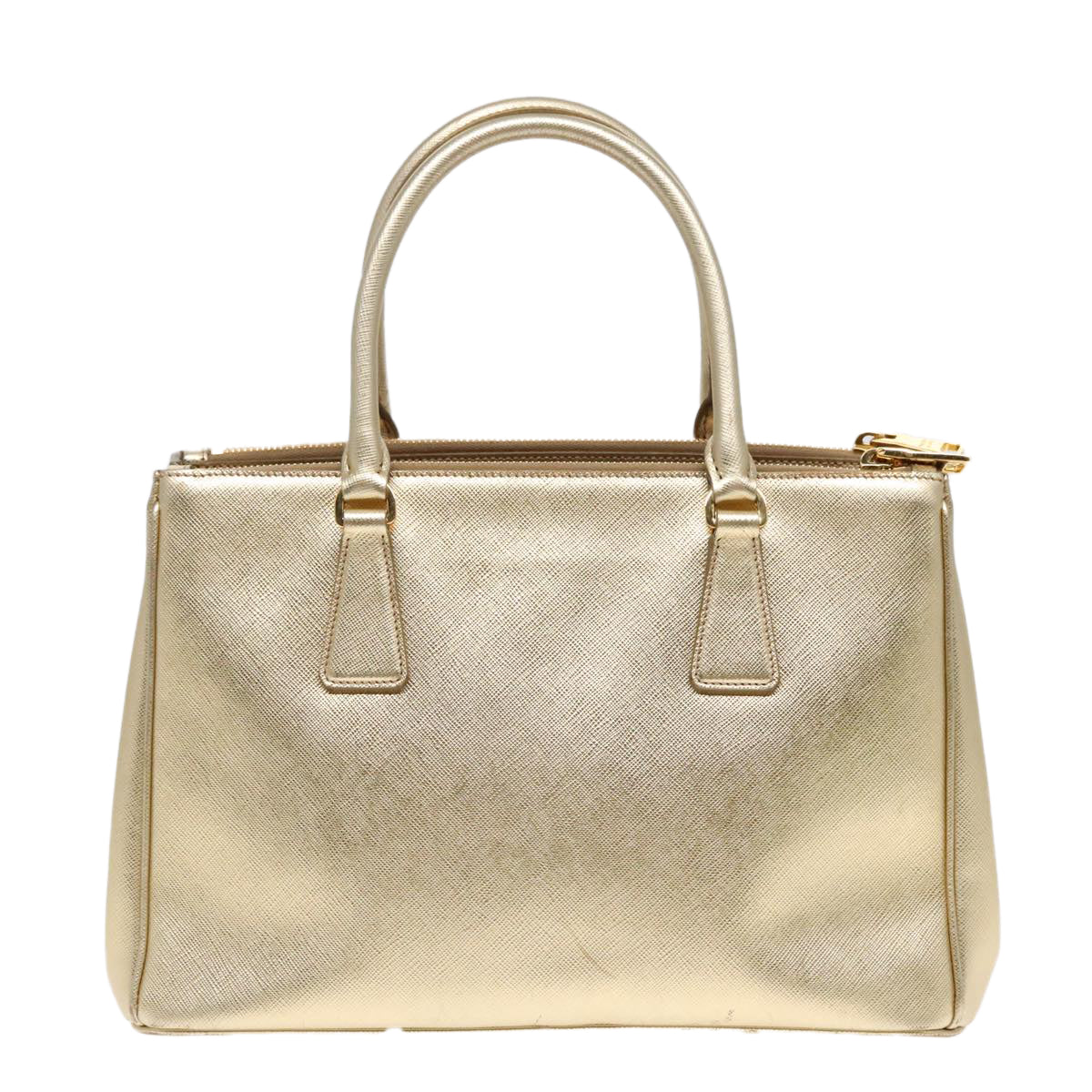 PRADA Hand Bag Leather Gold Auth 89411