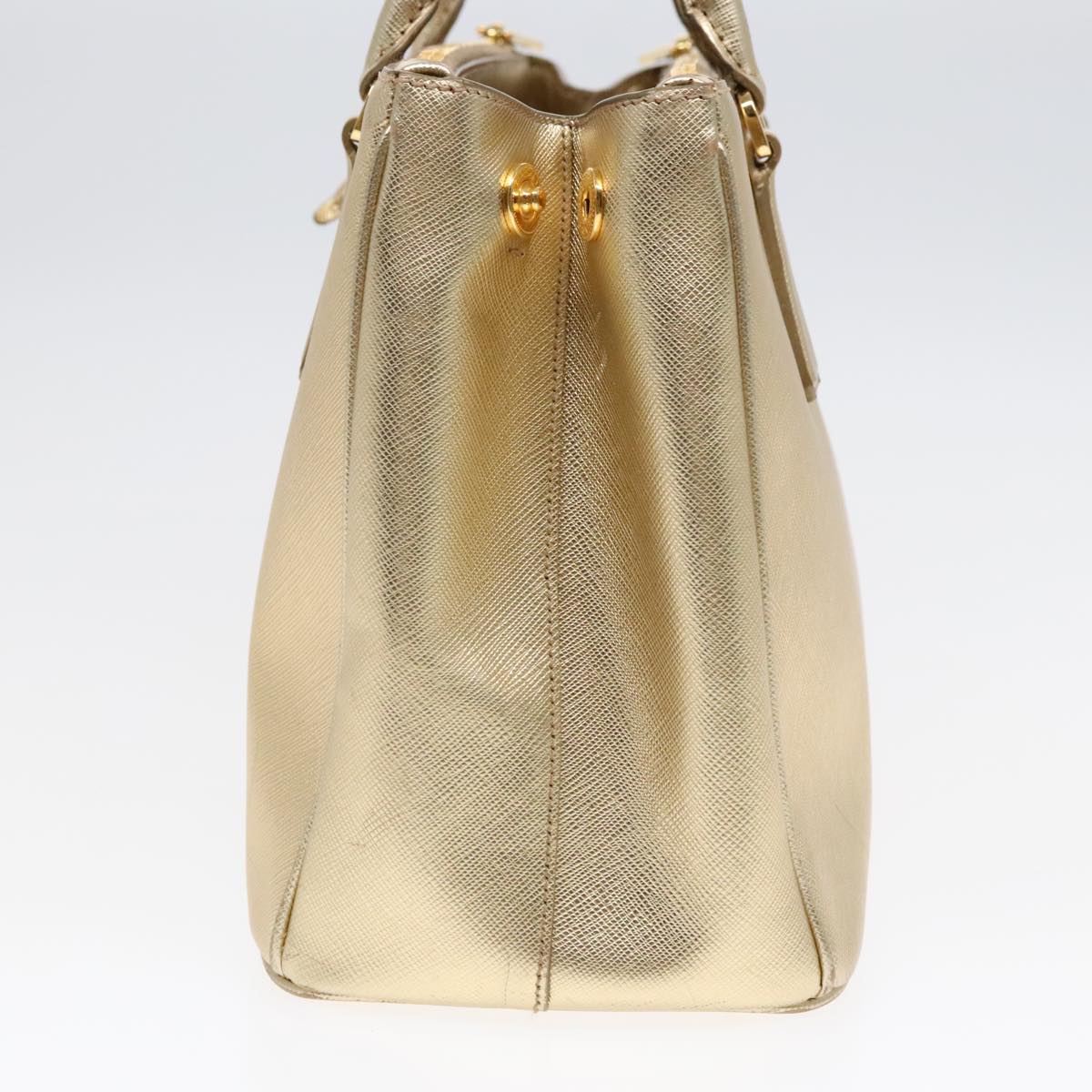 PRADA Hand Bag Leather Gold Auth 89411