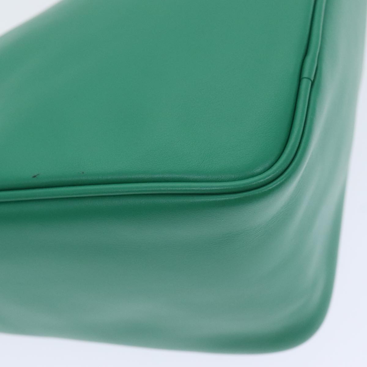 PRADA Triangle Shoulder Bag Leather Green Silver Auth 89412SM