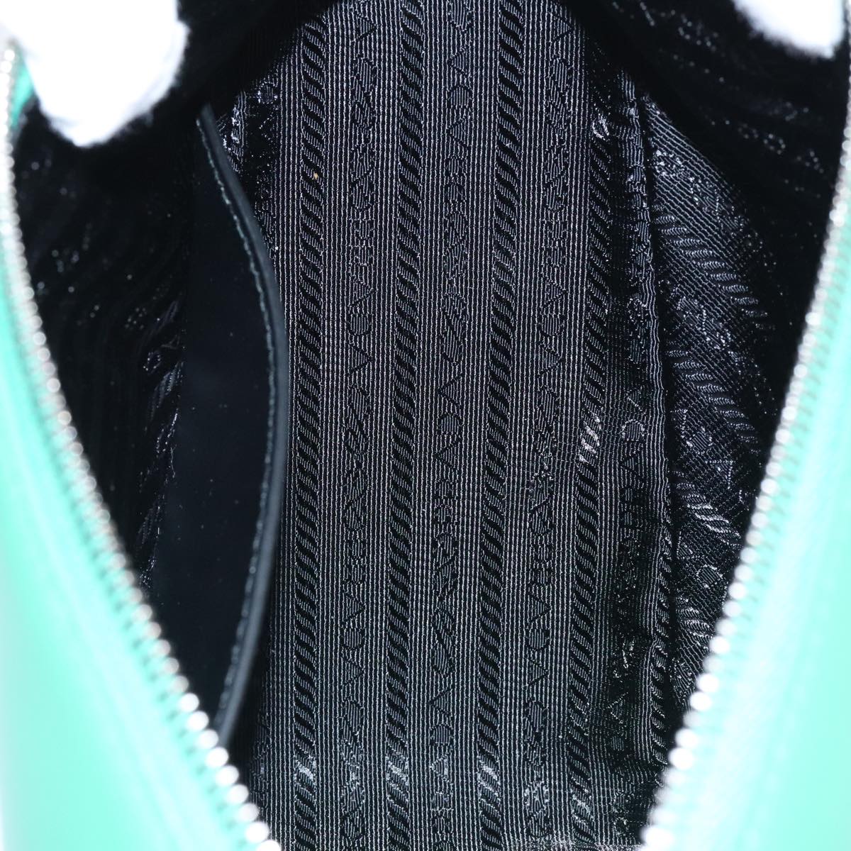 PRADA Triangle Shoulder Bag Leather Green Silver Auth 89412SM