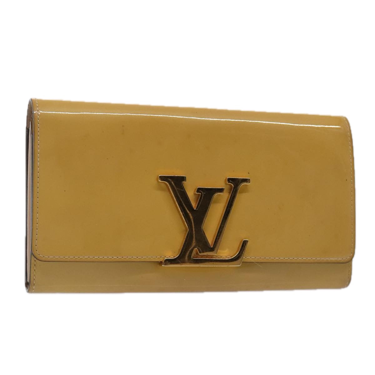 LOUIS VUITTON Vernis Portefeuille Louise Wallet Beige Dunne M61318 LV Auth 89479