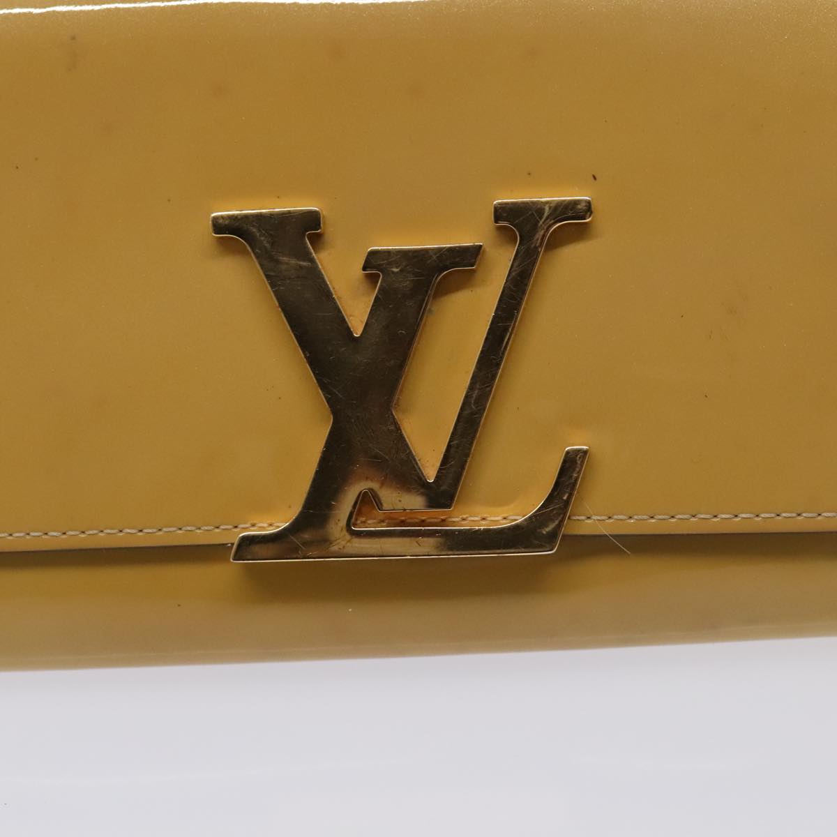 LOUIS VUITTON Vernis Portefeuille Louise Wallet Beige Dunne M61318 LV Auth 89479