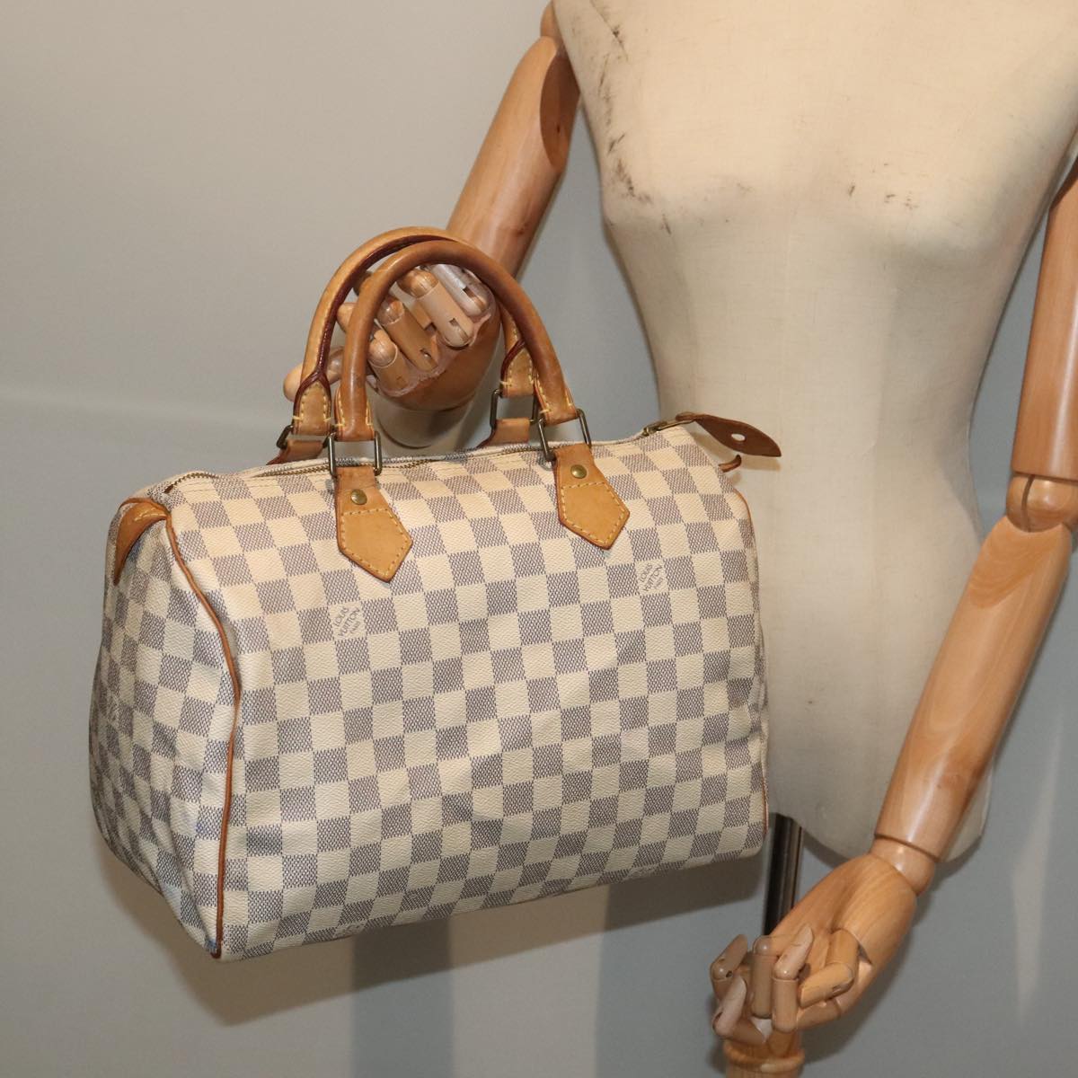 LOUIS VUITTON Damier Azur Speedy 30 Hand Bag N41533 LV Auth 89549