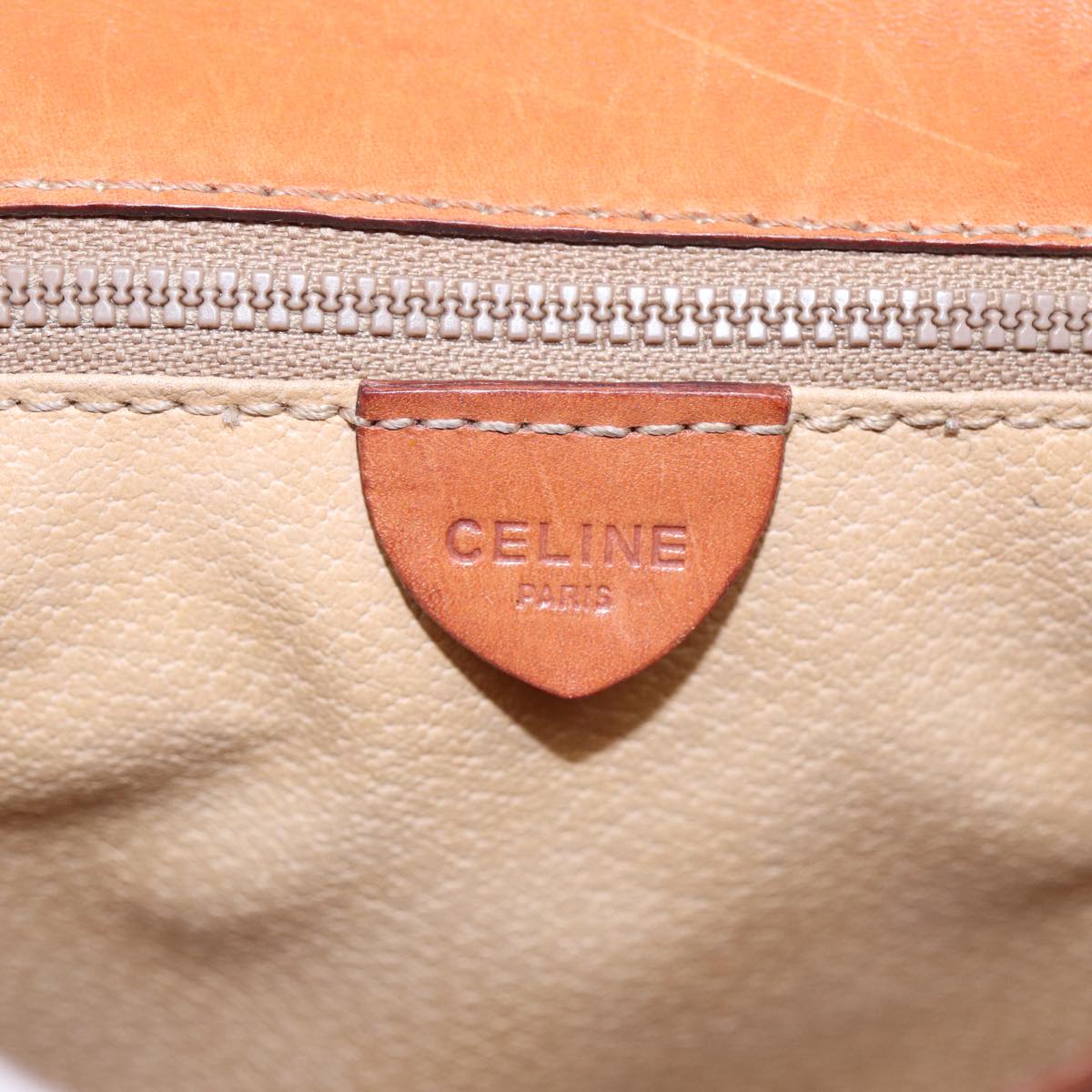 CELINE Macadam Canvas Hand Bag PVC Brown Gold Auth 89594