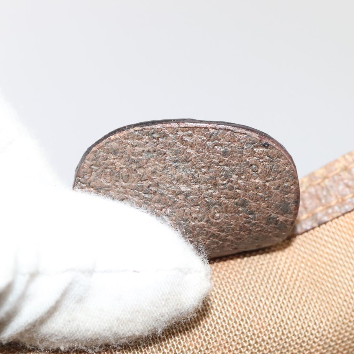 GUCCI GG Supreme Web Sherry Line Tote Bag PVC Leather Beige Auth 89625