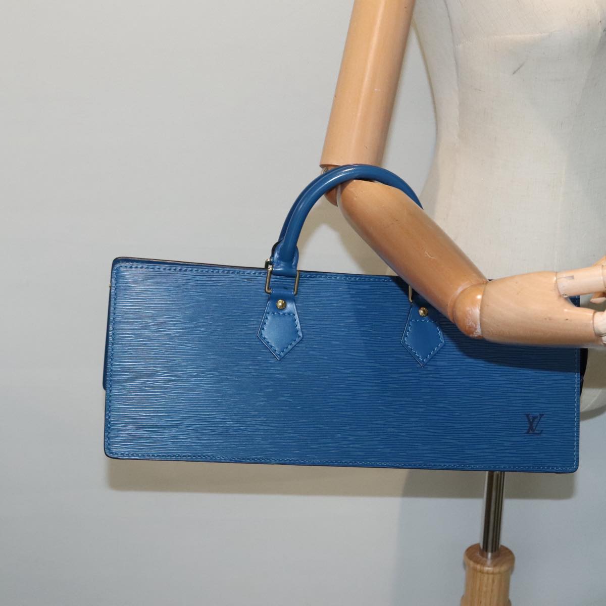 LOUIS VUITTON Epi Sac Triangle Hand Bag Blue M52095 LV Auth 89662