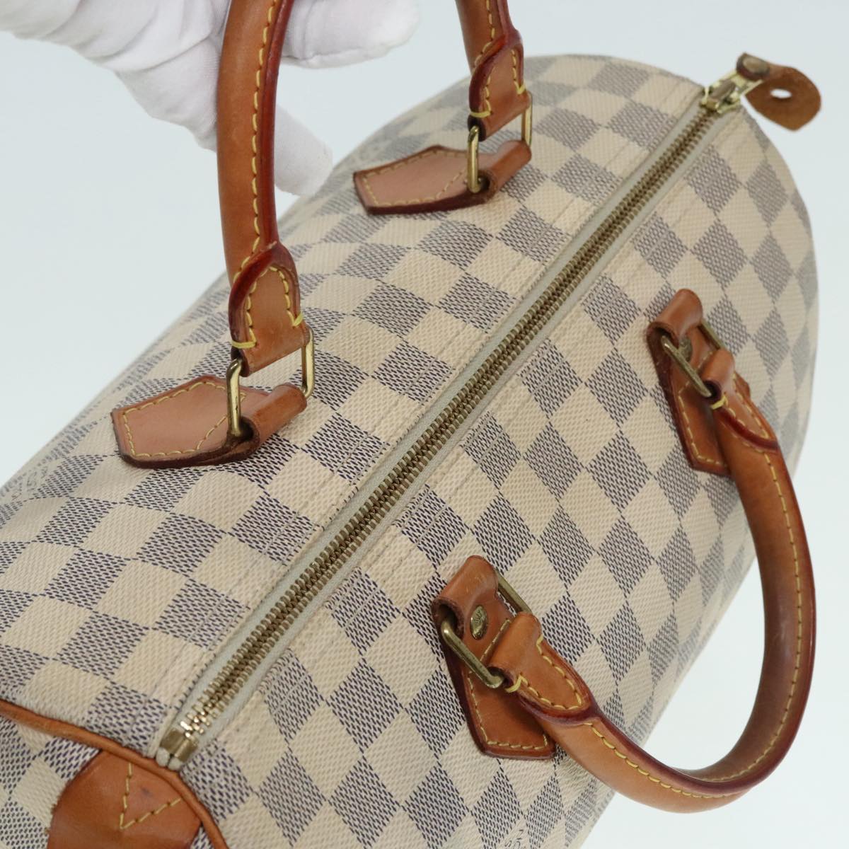 LOUIS VUITTON Damier Azur Speedy 30 Hand Bag N41533 LV Auth 89669